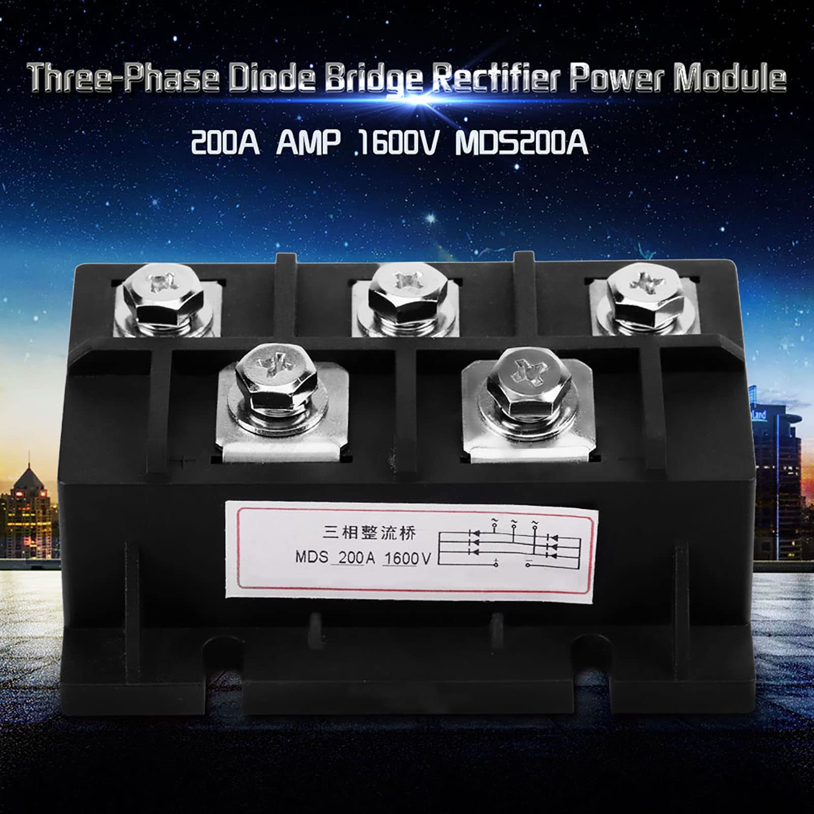 Redresseur de Pont 200A 1600V, 5 Bornes, Diode Triphasée, Module D'alimentation MDS-200A