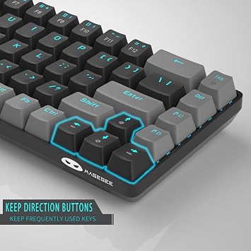 MageGee 60 Percent Gaming Mechanical Keyboard, Minimalist MK-Box Blue Backlit Compact 68 Keys Wired Office Keyboard with Red Switch for Windows Laptop PC Mac Convenient(Gray & Black) (Pack of 2)