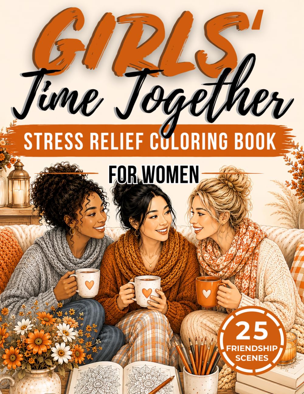 Girls’ Time Together: Stress Relief Coloring Book for Women: Cozy Friendship Coloring Book with Relaxing Moments, Mindfulness, Self-Care, ... & Soft Life Vibes (Soft Moments Collection)