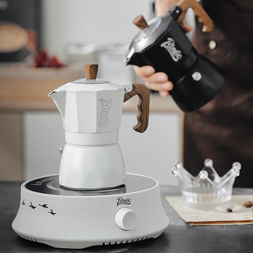 Miniatura 2 de Bincoo Olla Moka para estufa, cafetera italiana de 4.1 fl oz, cafetera espresso clásica para capuchino, café con leche, olla de camping, 3 tazas de