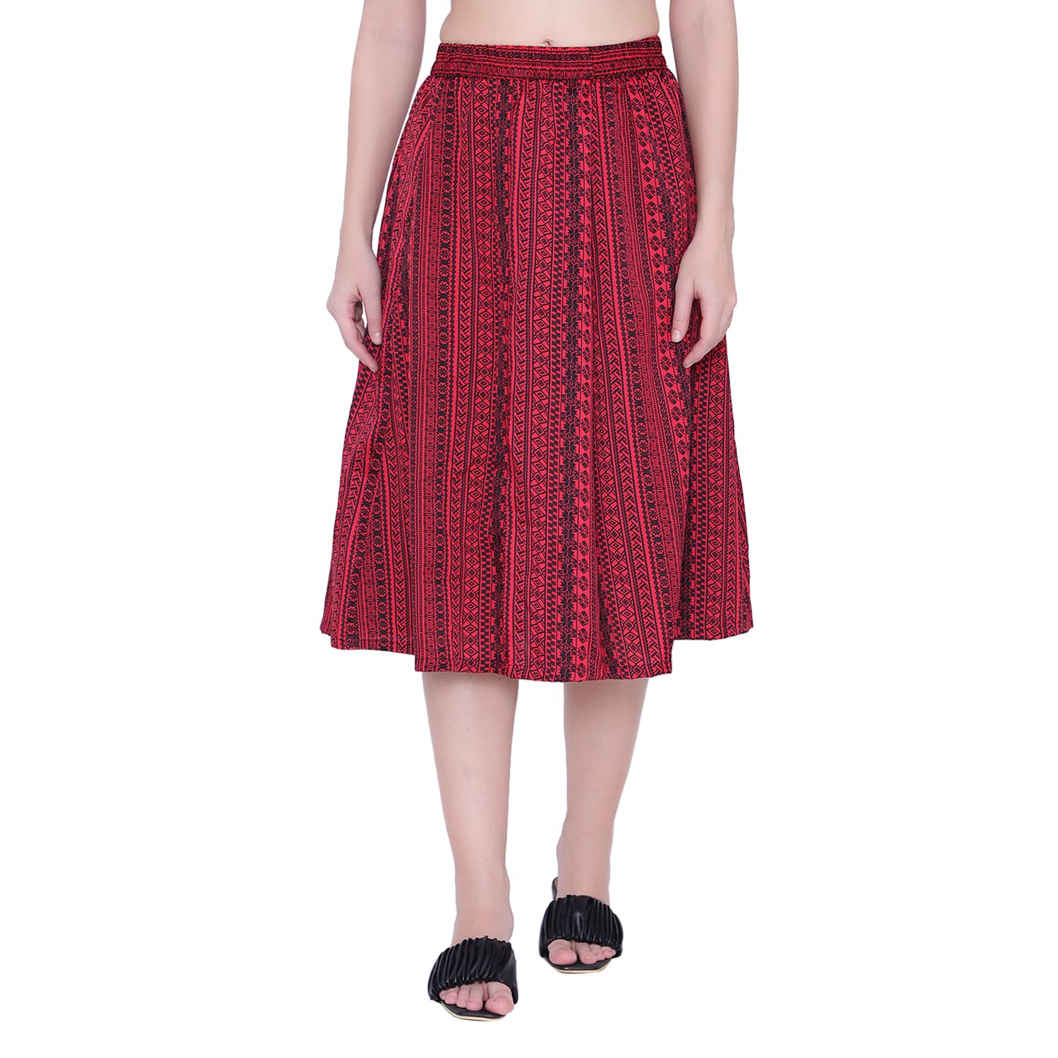 Mannat Diva Floral Print Mid Calf Length Women Panel Polyester Skirt MJ-IBPNL-03-A-image-6
