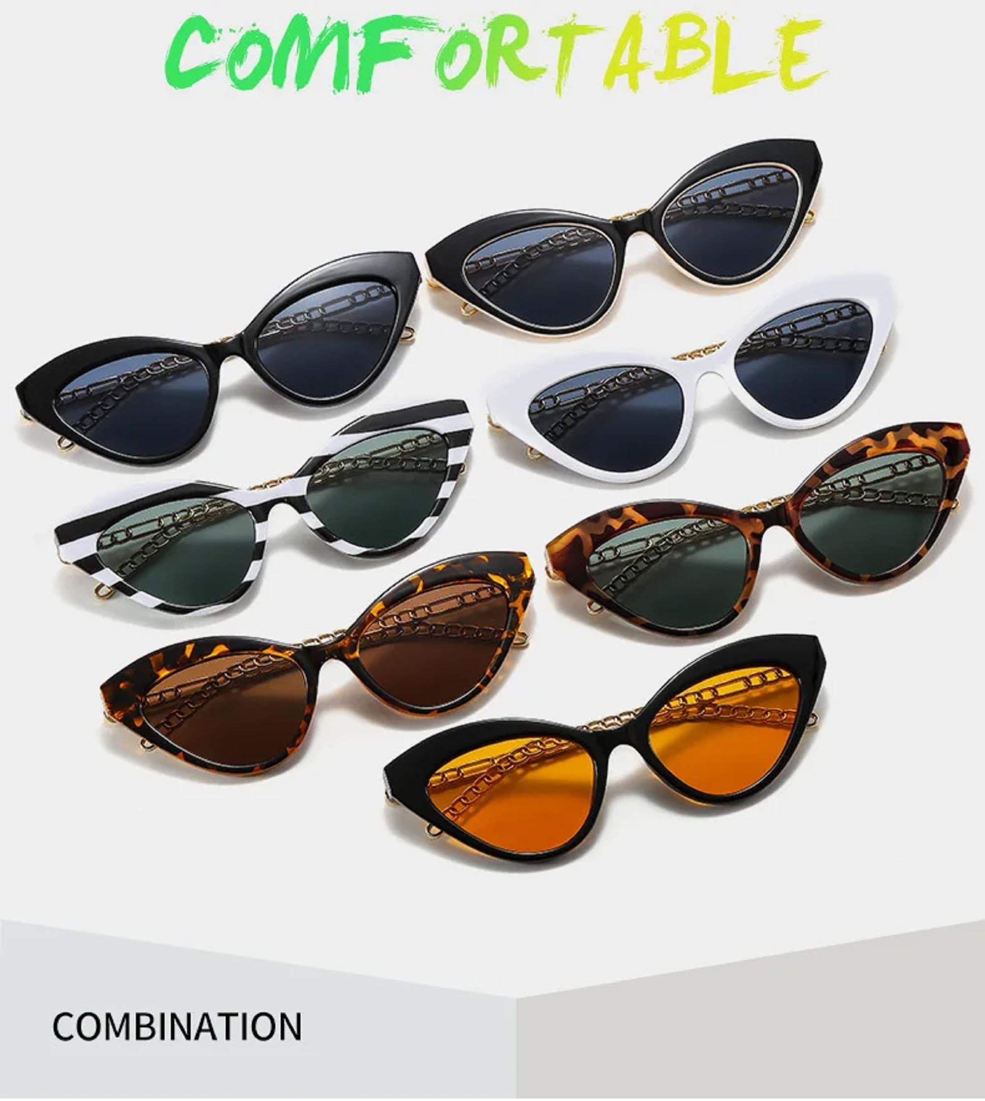 AUGEN By Visions India - Gafas de sol unisex con diseño de ojo de gato, estilo retro, vintage, protección UV400, tamaño mediano (161)