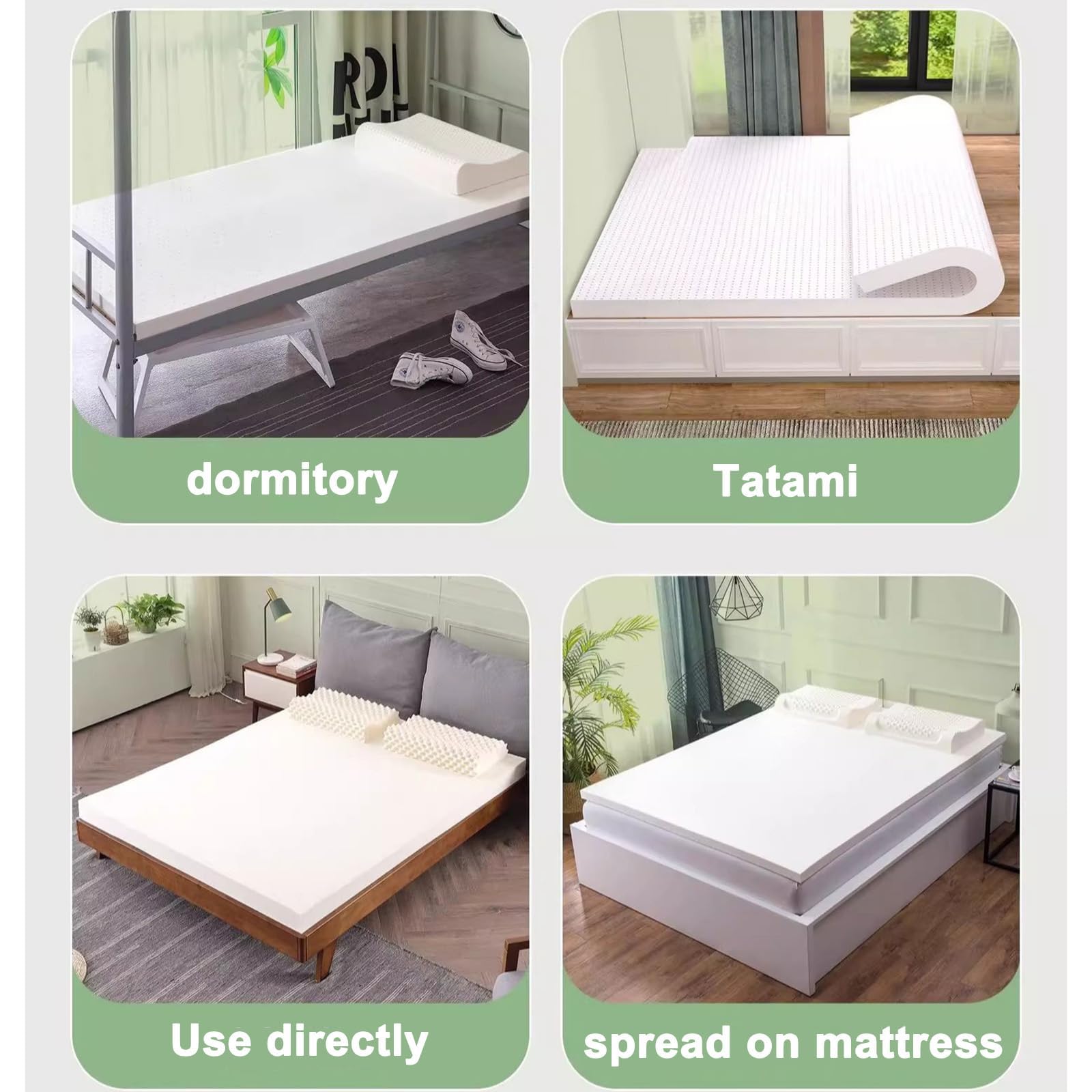 Colchón de látex Natural, cubrecolchón de látex Natural Premium, Firme y Duradero, Espuma viscoelástica hipoalergénica de 1,27 cm, Ideal para tamaños de 90 x 190 cm (35 x 75 Pulgadas) y 200
