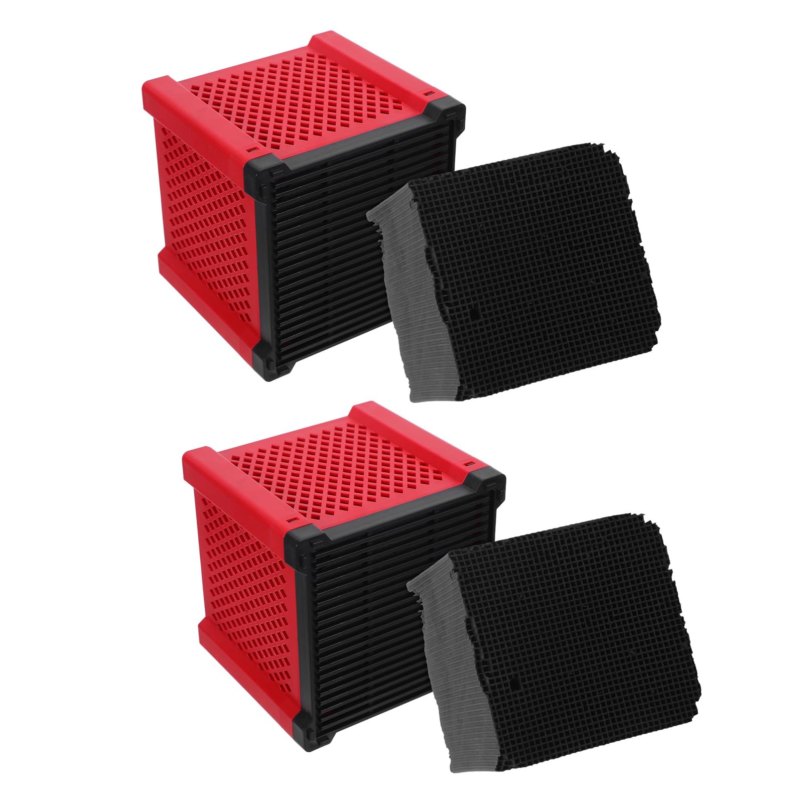 Didiseaon 2 Kits de Filtration pour Aquarium Cubes Purificateurs d'eau Charbon Actif, Boîte de Rangement pour Masses Filtrantes, Média Filtrant Écologique Réutilisable – Système