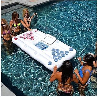 QYHSS Beer Pong Pool Mat, Floating Row Inflatable Pool, Mattress Entertainment Floating Pad Adults Party 28 Cup Hole, Party Swimming Pool Water Floating Raft