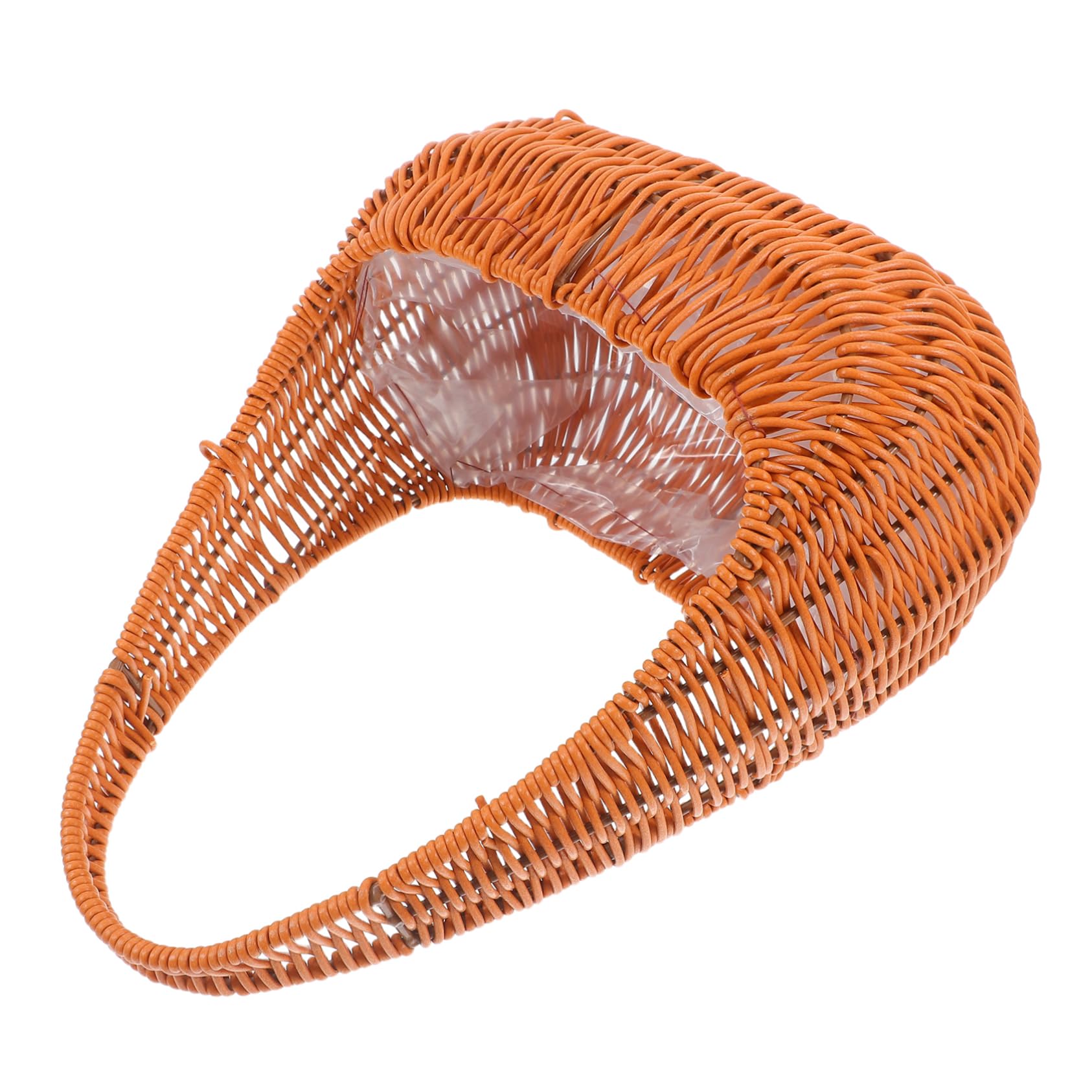 SOLUSTRE Rustic Wicker Basket Handheld Floral Basket for Wedding Snack Food Holder Decorative Egg Imitation Rattan Handle for Storage