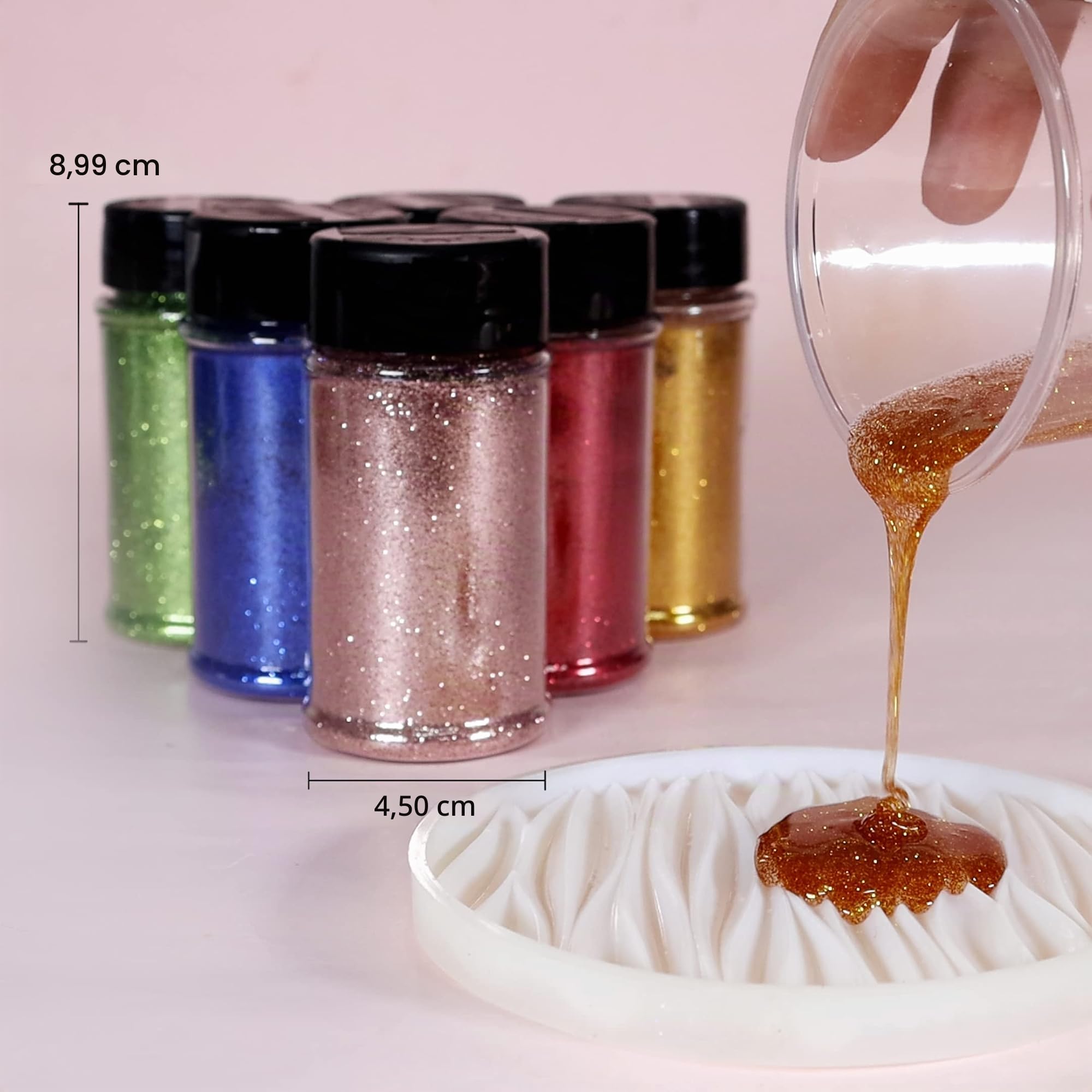 Renfio Ultrafeines Glitzerpulver, metallisches Harz, Glitzer, 60 g (2,11 Unzen), PET-Flocken, Basteln, Pailletten, 1/128" (0,008") 0,2 mm, Epoxid-Chips-Flocken für Becher, Schleim-Dekoration