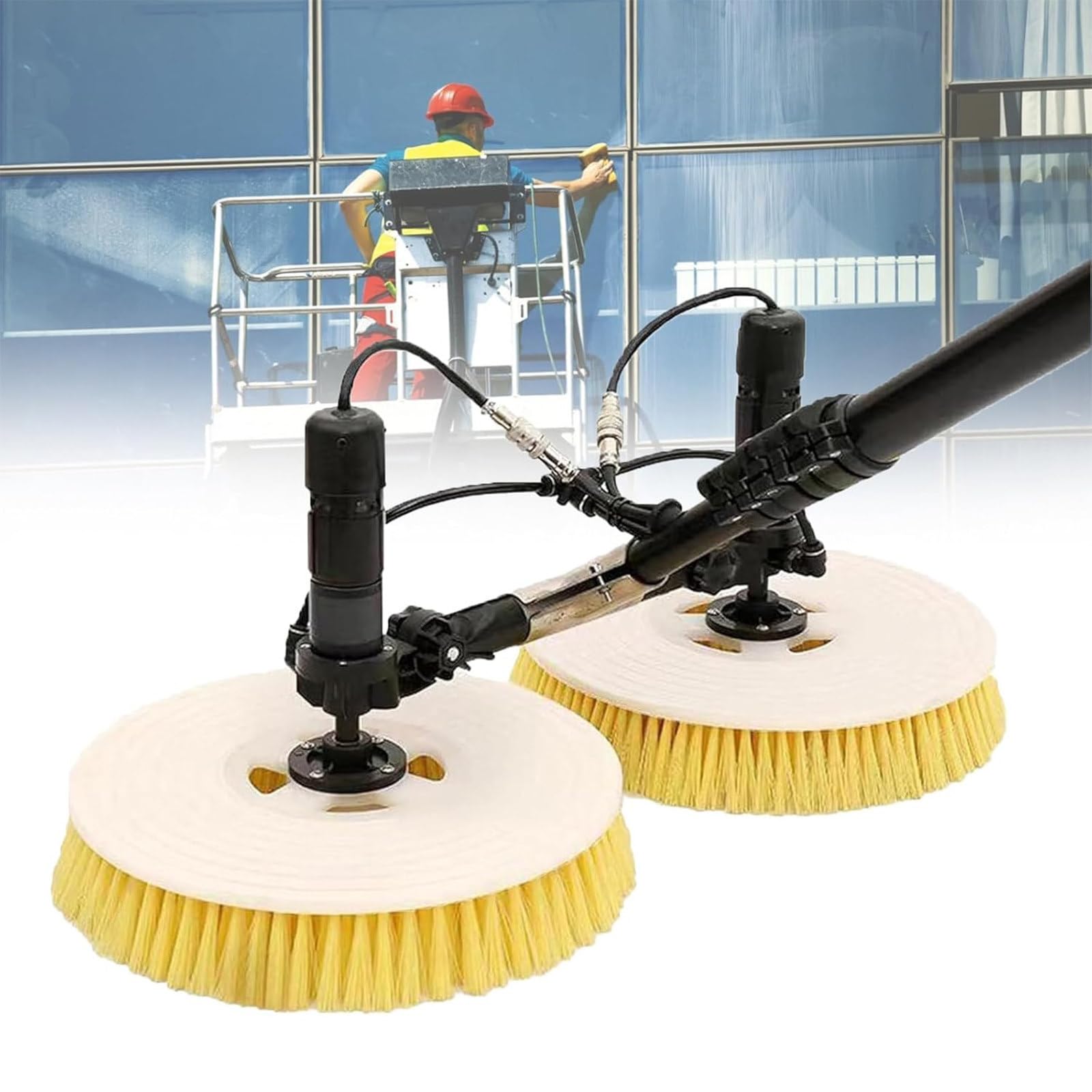 LMMIAOZ Solar Panel Cleaning Machine, Double Head Brush for PV Panel Cleaning, 5.5m Electric Fed Pole Kit, Efficient Roof Solar Cleaning Equipment for Photovoltaic Systems