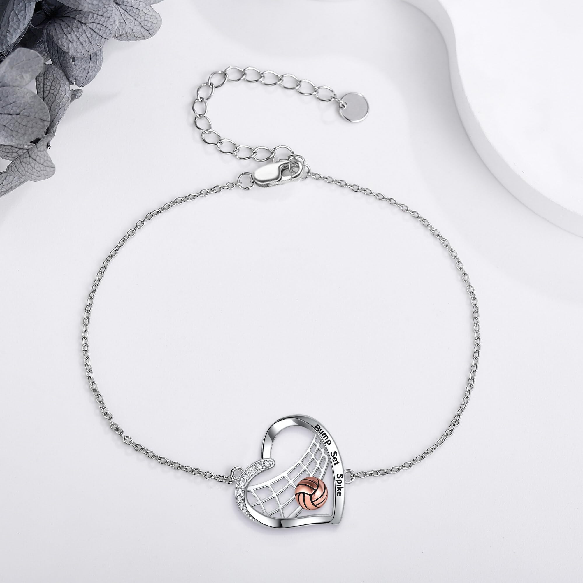 URONE Volleyball Armband Sterling Silber Volleyball Anhänger Armband Volleyball Schmuck für Damen Volleyball Liebhaber