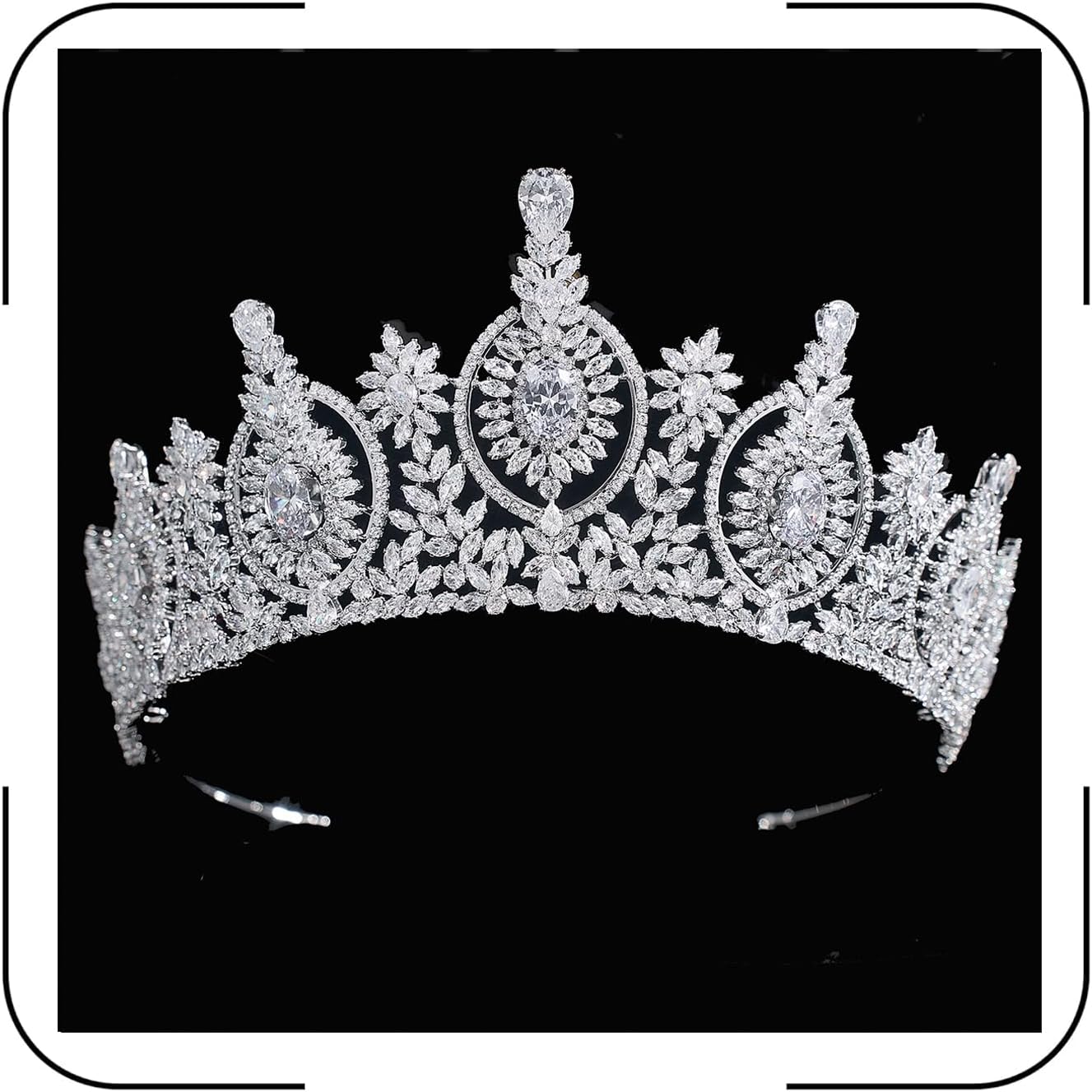 Vintage Cubic Zirconia Wedding Tiara for Bride Quince Prom Homecoming Pageant Costume Princess Queen Crown Large Crystal Birthday Headpieces Silver Bridal Hair Accessories