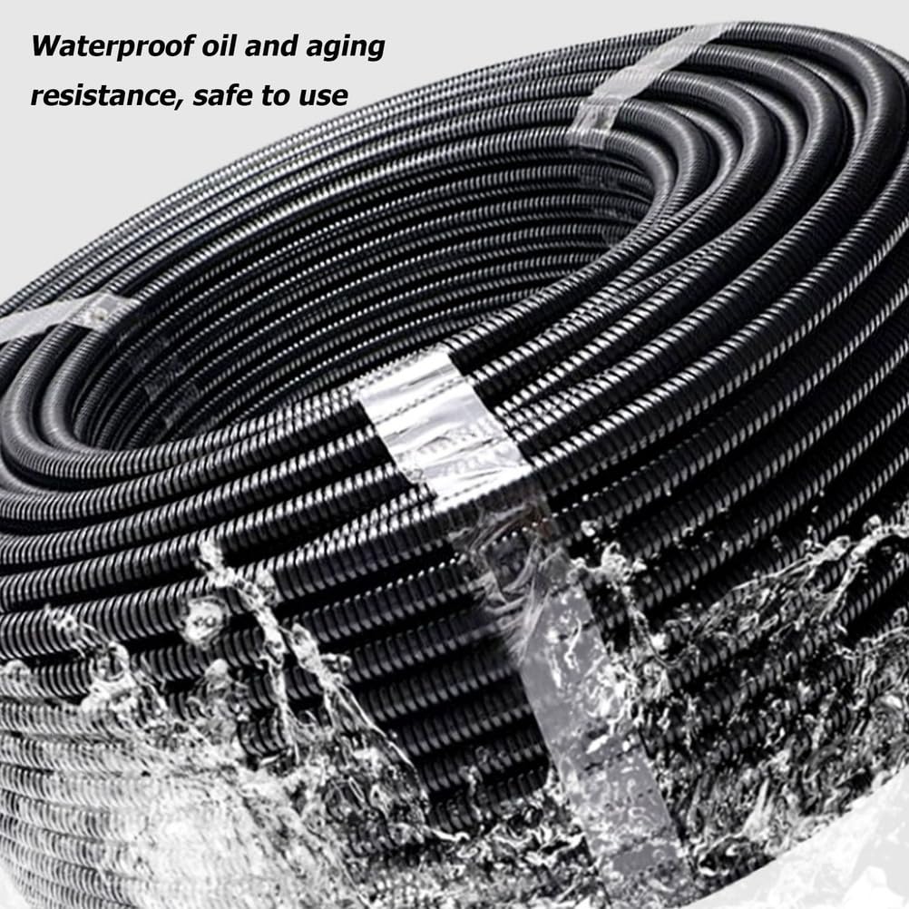 Tubo Corrugado Flexible PA Ignífugo 5M para Protección de Cableado de Vehículos, Cables Eléctricos e Instalaciones DIY en el Motor,Closed 106 * 91mm/1m
