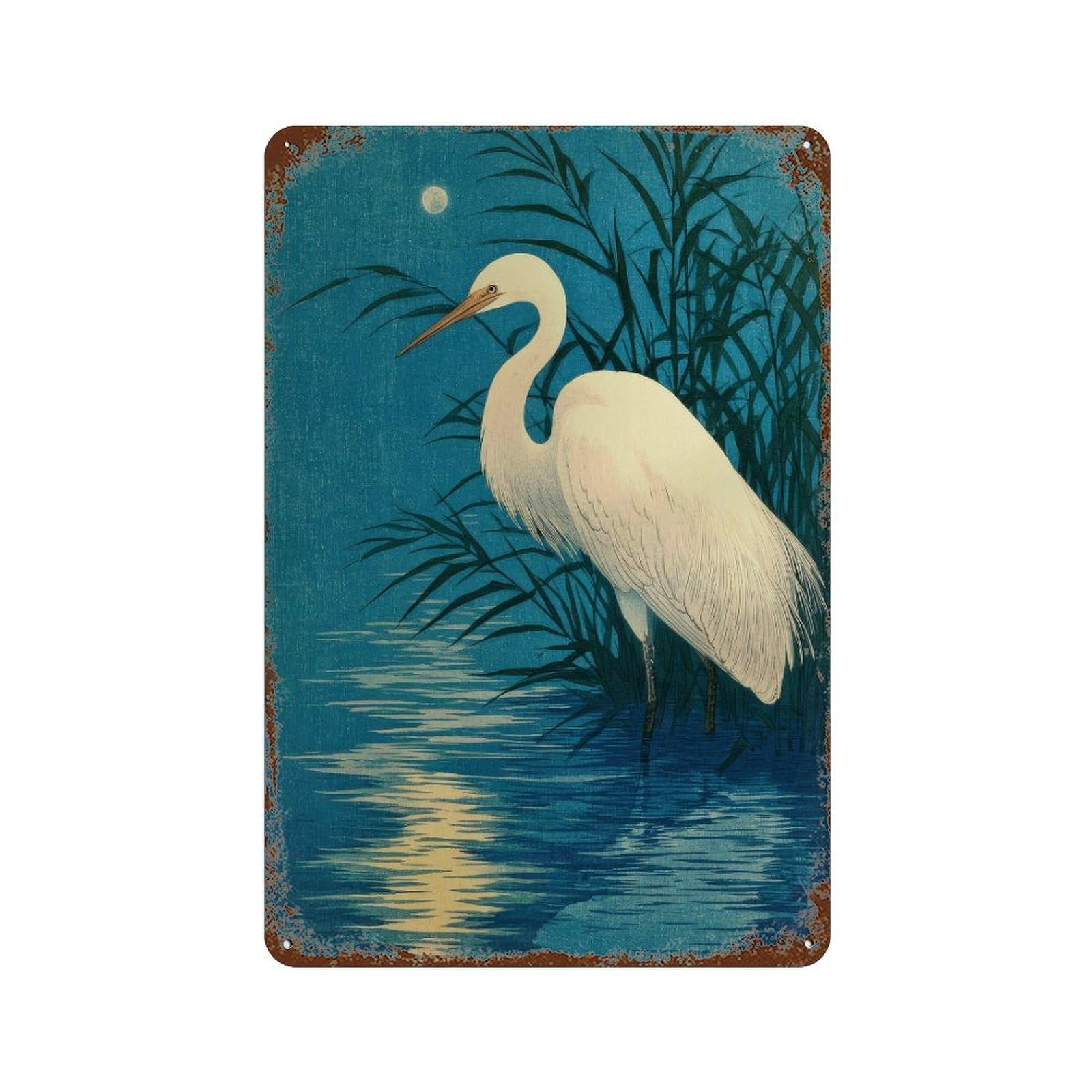 xiaoxiaoshen Egret Bird. Japanese Ukiyo Wall Decor Art Metal Tin Poster Modern Home Decor Art Home Bar Shop Decorations Vintage Sign 30x20cm