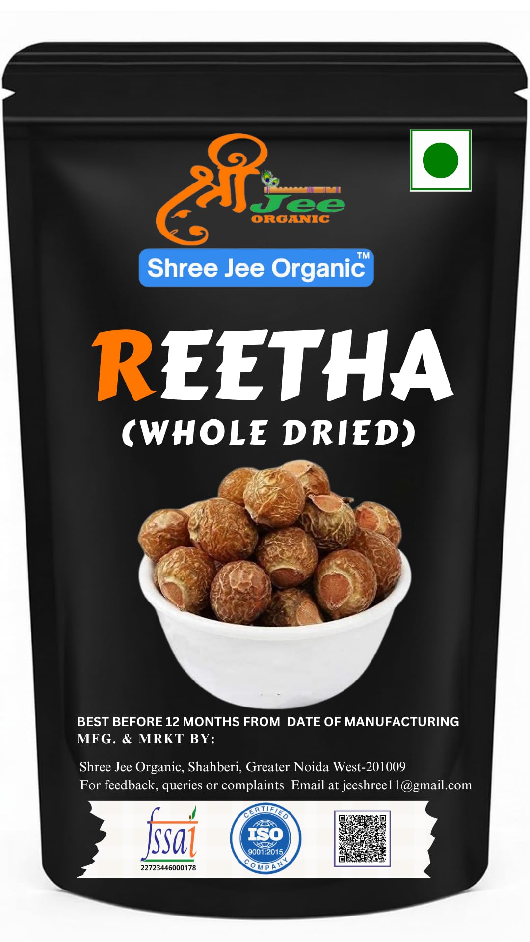 Shree Jee Organic Dried Reetha Nuts (Soapnuts) for Hair (250 grams, whole) |Natural & Preservative-Free | Whole Aritha Raw Form | Natural Hair Care for All Hair Types