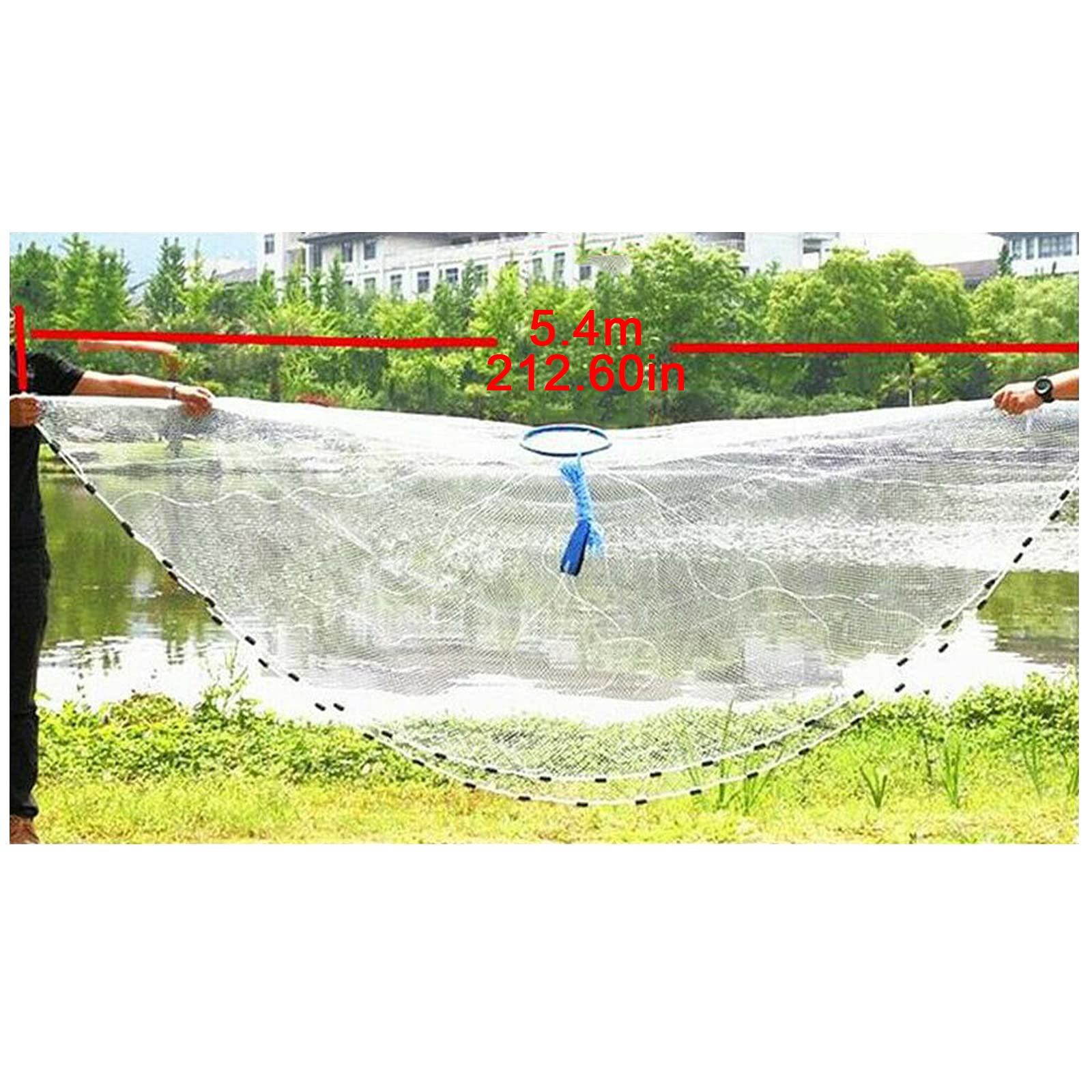Rete da pesca, semplice rete da lanciare acqua dolce, diametro attrezzatura da pesca, con deconcentratore, cavo a piombo, 2,5 kg