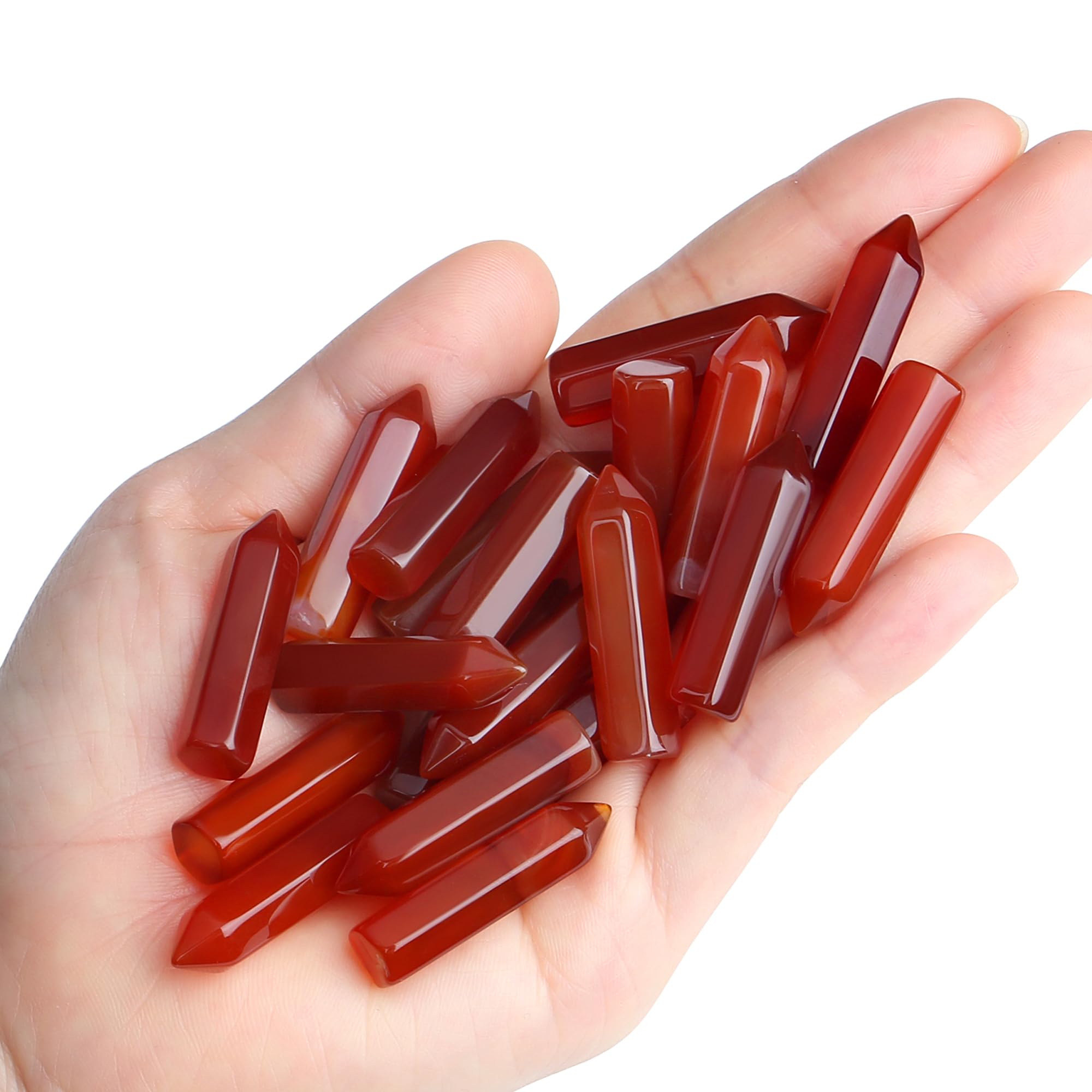 QINJIEJIE Red Carnelian Agate 20 PCS Healing Crystals Stone Sets Wands Bulk