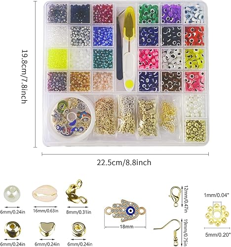 Miniatura 2 de 3800 cuentas de mal de ojo para hacer joyas, cuentas de cristal de cristal de 0.157 pulgadas con agujero para manualidades, pulseras, collares,