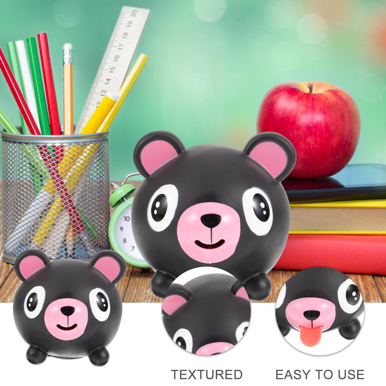 Abaodam Cute Voice Animal Toy Black Bear Squeaky Animal Doll Stress Relief for Flexible Squeeze Sensory for Anxiety Reduction - Image 2