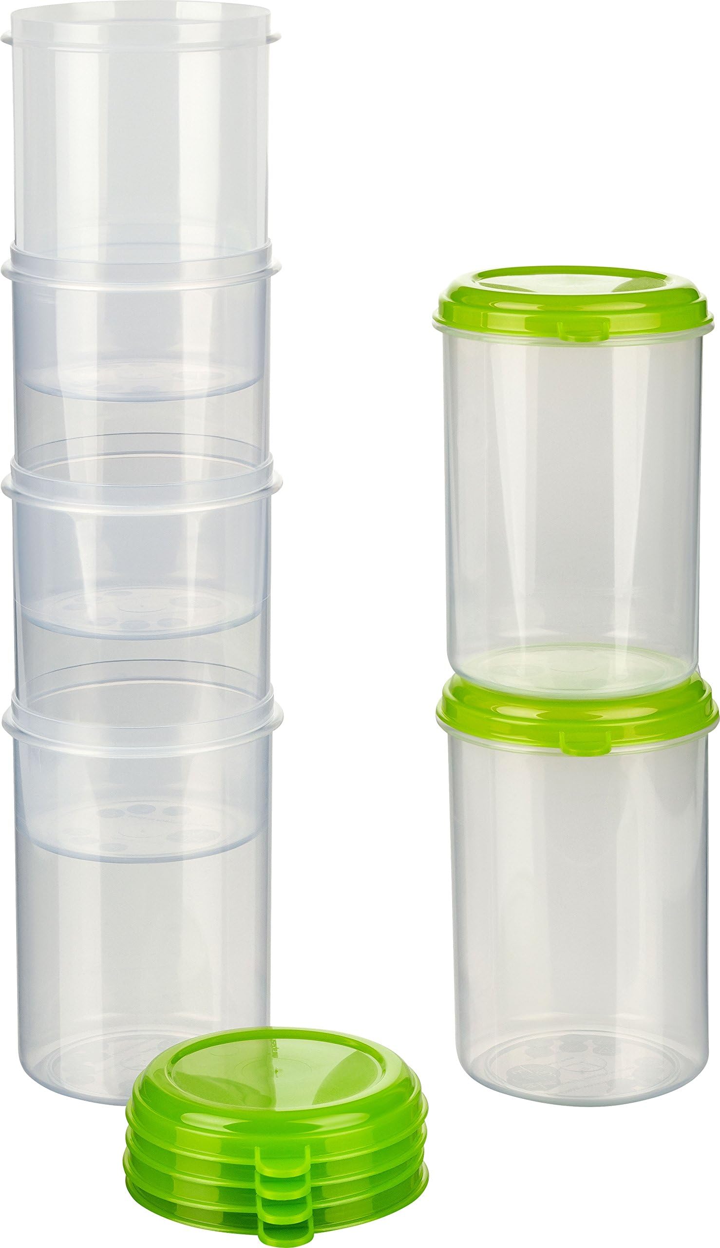 MiraHome food storage container, freezing container, green, Austrian quality (1l Round High (6 Pcs))