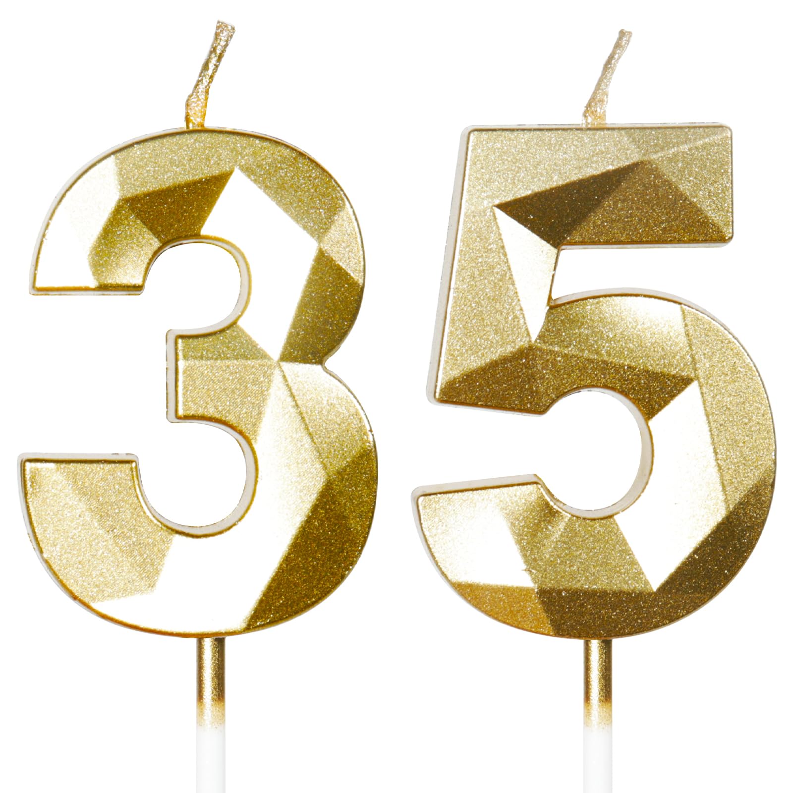 Yiran 50th Birthday Candles, Gold Number 50 Happy Birthday Candles, Cake Topper Decorations for Birthday Party, Wedding Anniversary Celebration Supply — view 183