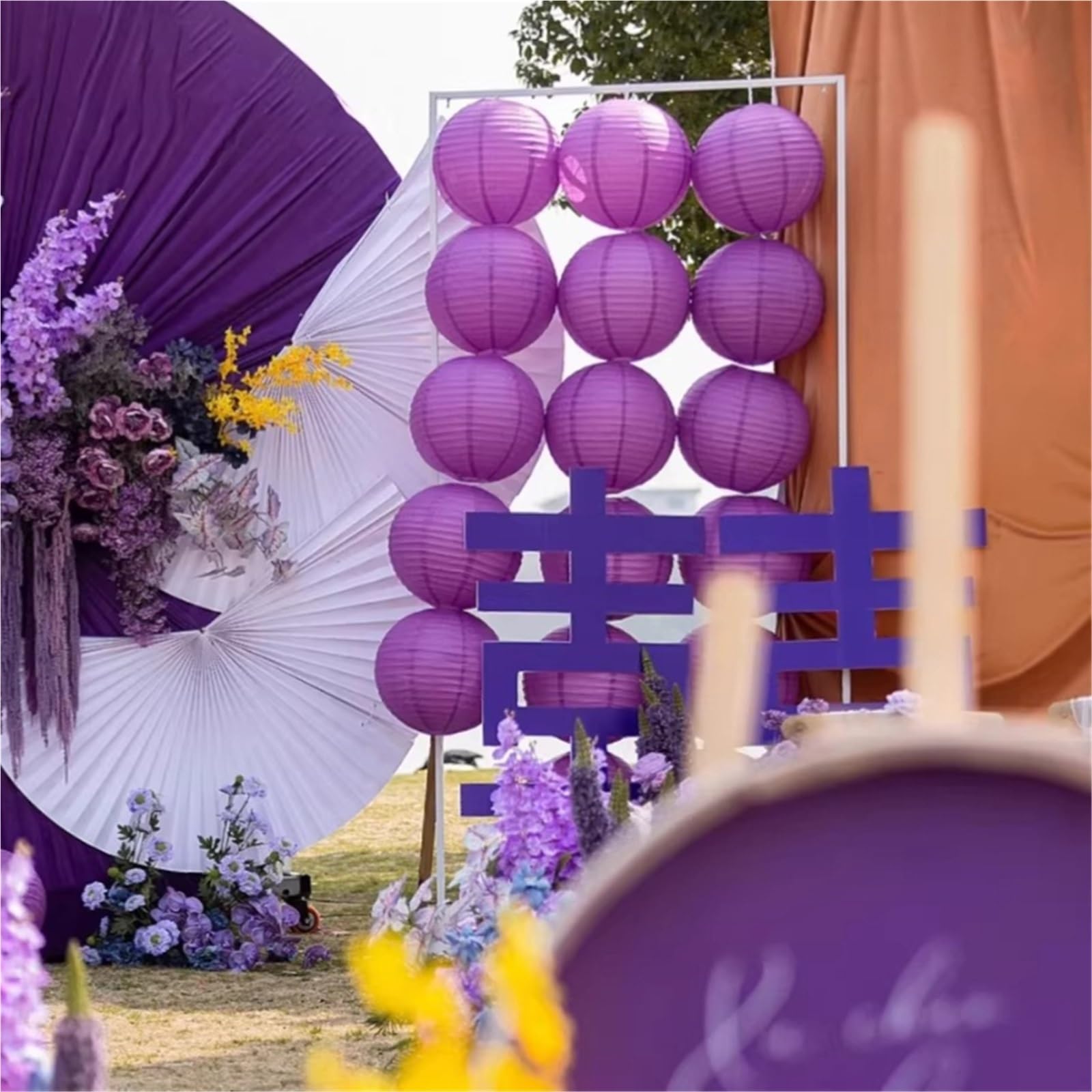 10 Stücke cm ~ 40 Lila Serie DIY Handgemachte Malerei Chinesische Papierlaterne Ball Hochzeit Runde Dekorationen Für Partys(Color 5,30cm paper lantern)