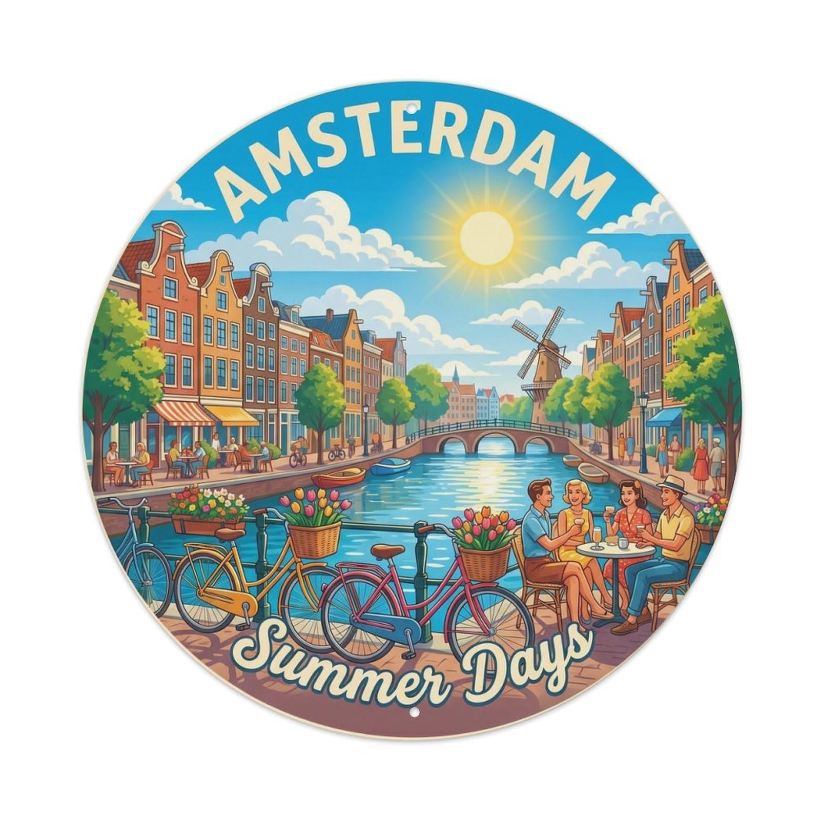 Vintage Travel Amsterdam Summer Sunshine Metal Tin Sign Plaque