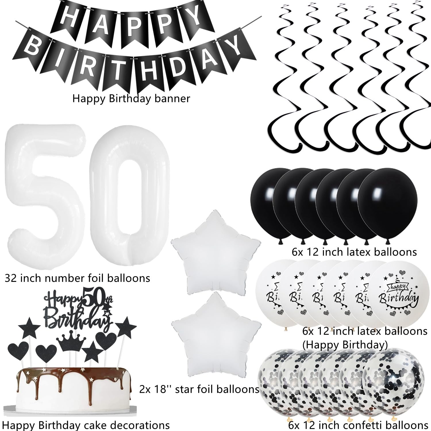 Set di decorazioni per il 50° compleanno da uomo, 37 pezzi