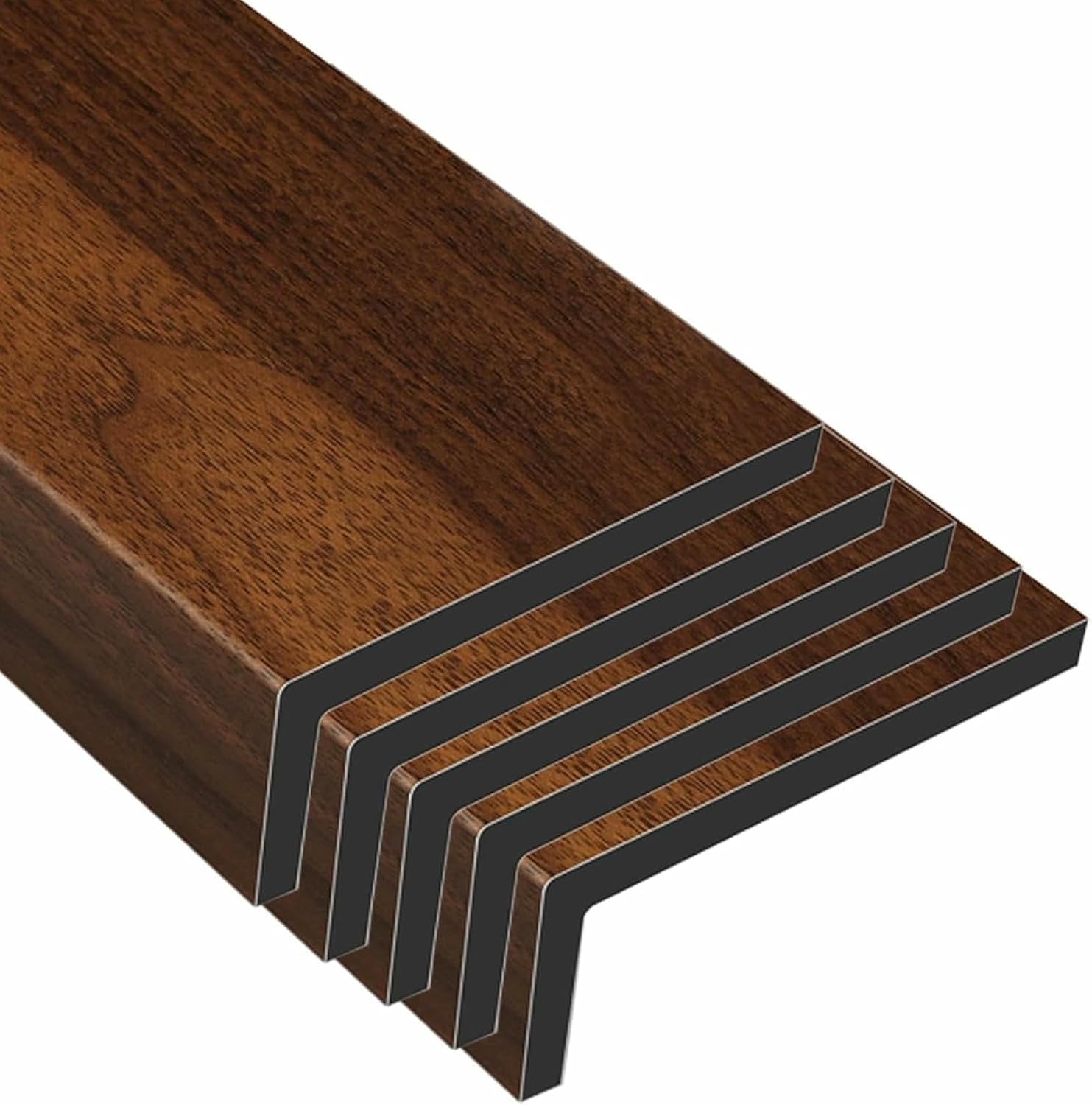 Faux Walnut Veneer Wire Rack Covers for Shelves, 5 Pcs Wire Shelving Overlay for Closet Pantry Kitchen Laundry Room