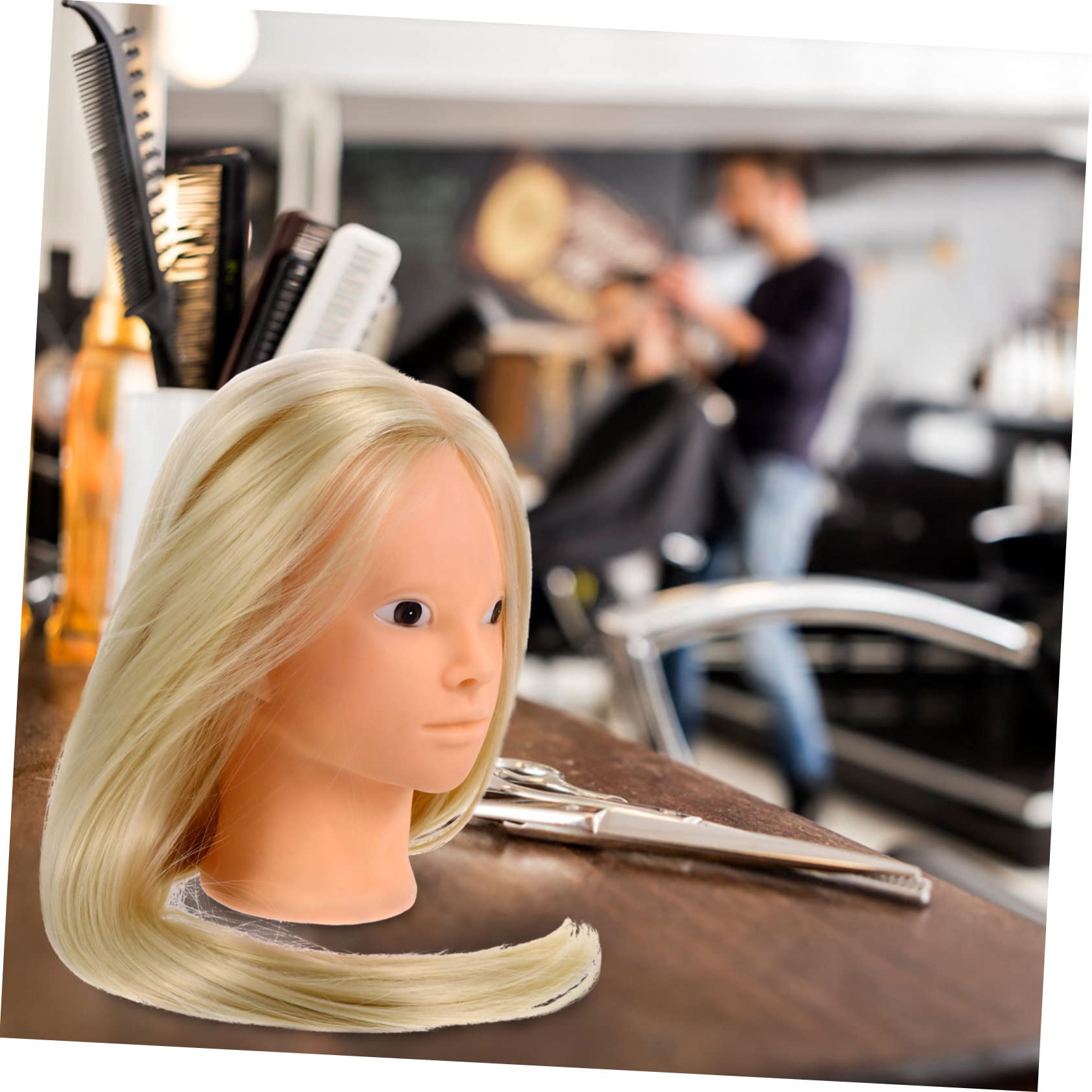 VALICLUD Übungskopf für Haarstyling aus Hochtemperaturbeständigem Seidenmaterial mit Halter zum Üben von Hochzeits und Tanzfrisuren für Friseure und Kosmetikschüler