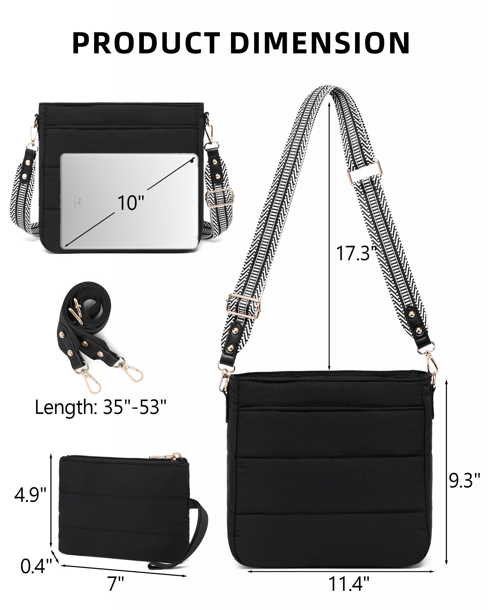 Bolsos para mujer, 2 unidades, acolchados, cruzados, estilo hobo, bolso de mano de moda con monedero, 2 correas ajustables