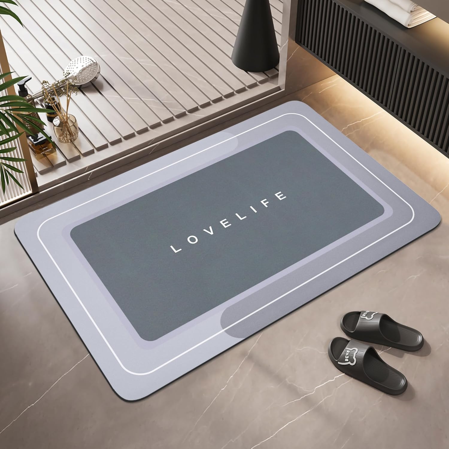 KALEDE® Super Absorbent Floor Mat, Quick Dry Bathroom Rugs Anti-Slip, Memory Foam Bath Carpet Entrance Rugs for Bathtubs Door Mat, Toilet, Bathroom-60 * 40CM