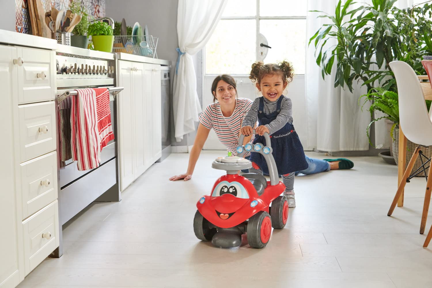 Chicco Billy Walk&Ride Eco+, Primi Passi, Girello e Cavalcabile, Assemblaggio Semplice, Manubrio Ergonomico, Ruote Larghe, Con Suoni e Luci di Guida, in Plastica Riciclata, Bambini 12-36 Mesi, Rosso