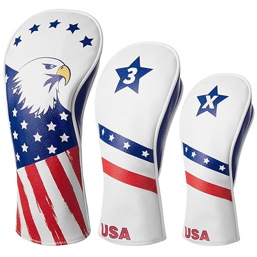 Golf Head Covers, 3 Pack Golf Club Head Covers USA