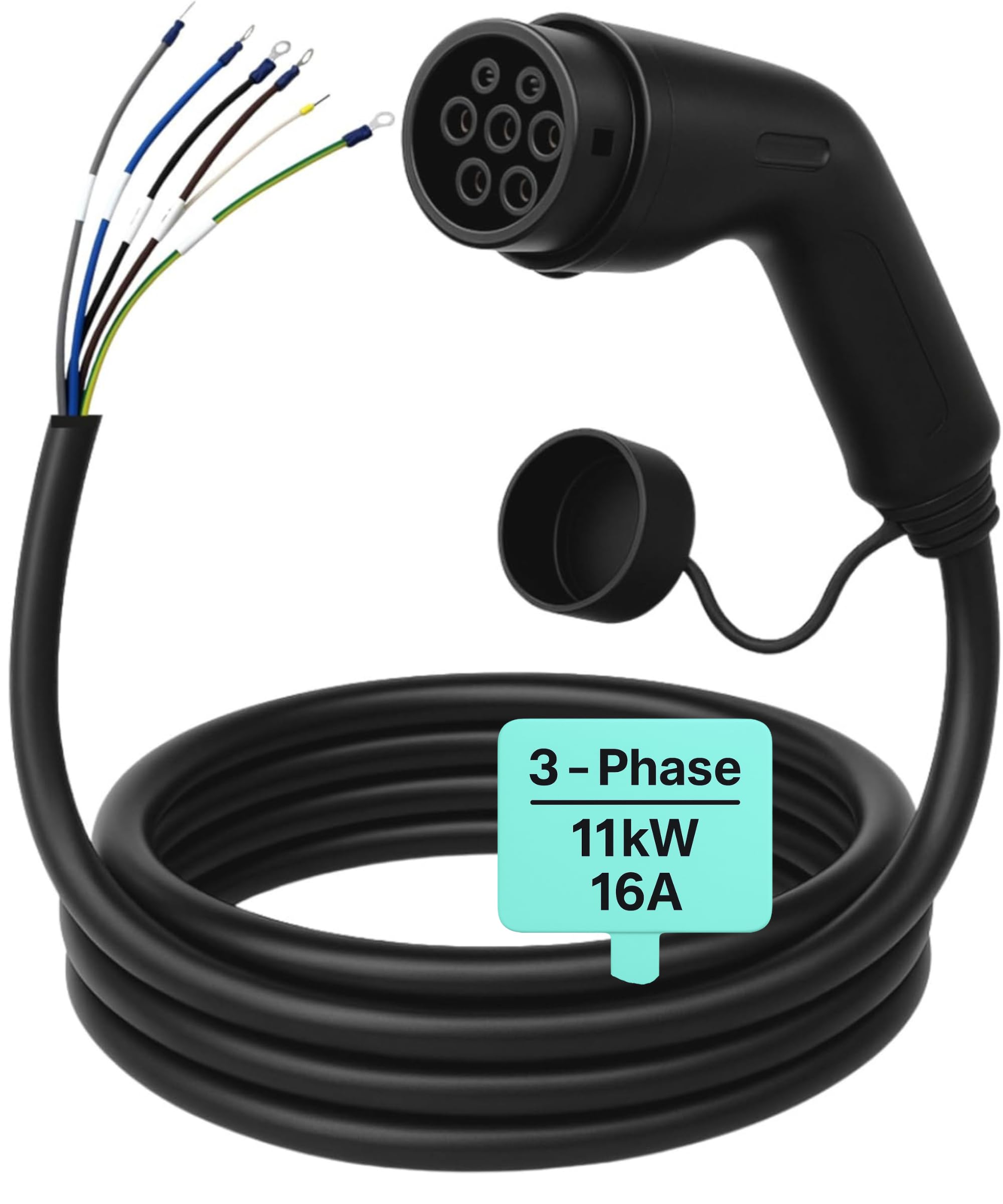 Kabel typu 2 otwarty koniec 11 kW 3-fazowy 15 m 16 A do Wallbox stacji ładującej