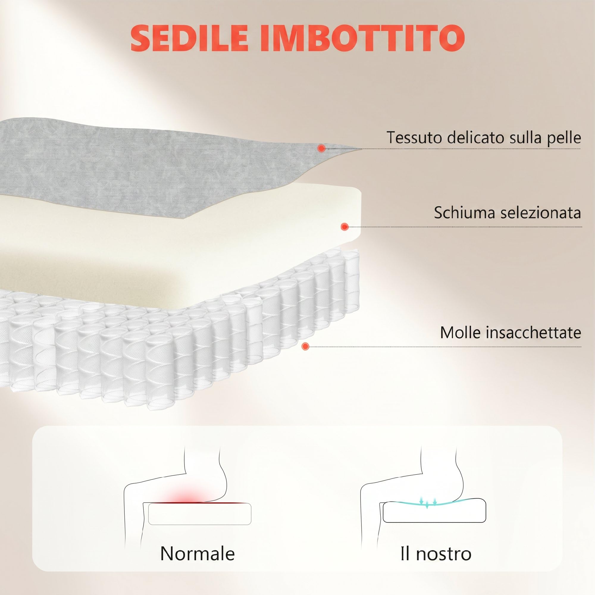 HOMCOM Sedia Ufficio Ergonomica con Braccioli Ribaltabili Imbottiti Crema | Sedia Scrivania Imbottita Girevole, Velluto Stampato, Funzione Dondolo, Multi-Cuscino, Schienale Alto, Altezza Regolabile,