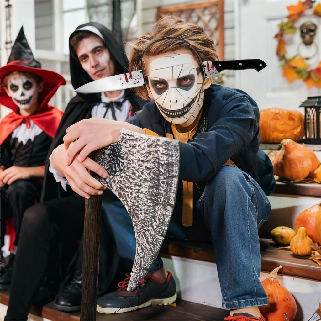 Halloween Fake Plastic Knife Through Head Headband Prop for Adults, Scary Zombie Costume Accessories for Cosplay Party - Image 6