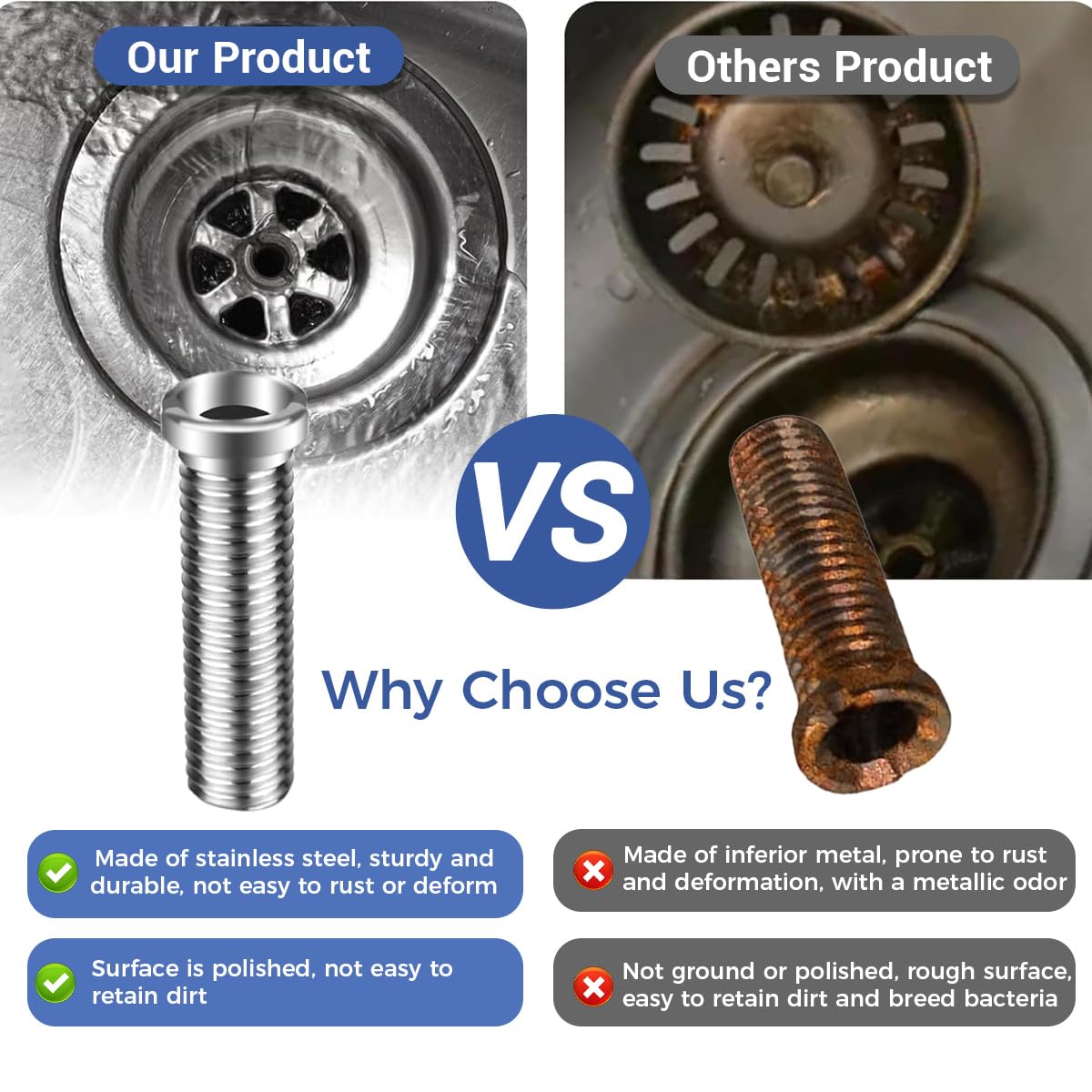 Jetstream 2 Piezas Hueco para Fregadero, M12×45mm Tornillo Hueco para Fregadero, Tornillo Huecos para Válvula de Desagüe, para Reemplazar los Tornillos del Filtro del Fregaderos de la Cocina - 5