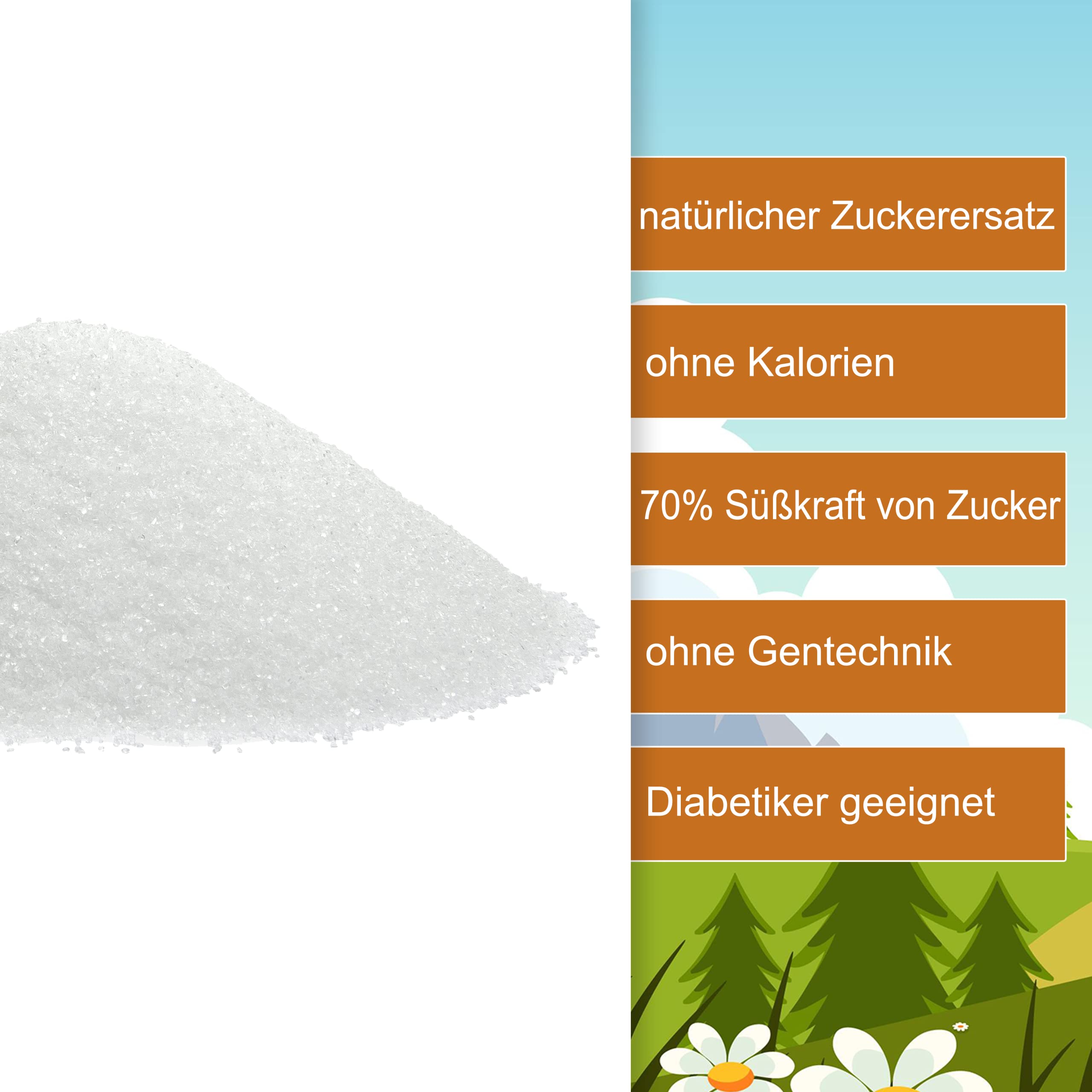 Erythrit / Erythritol im Eimer - 5kg - kalorienfreier Zuckerersatz - vegan leicht löslich zahnfreundlich - natürliche Zuckeralternative 100% Erythrit ohne Kalorien - 70% Süßkraft von Zucker (5kg)