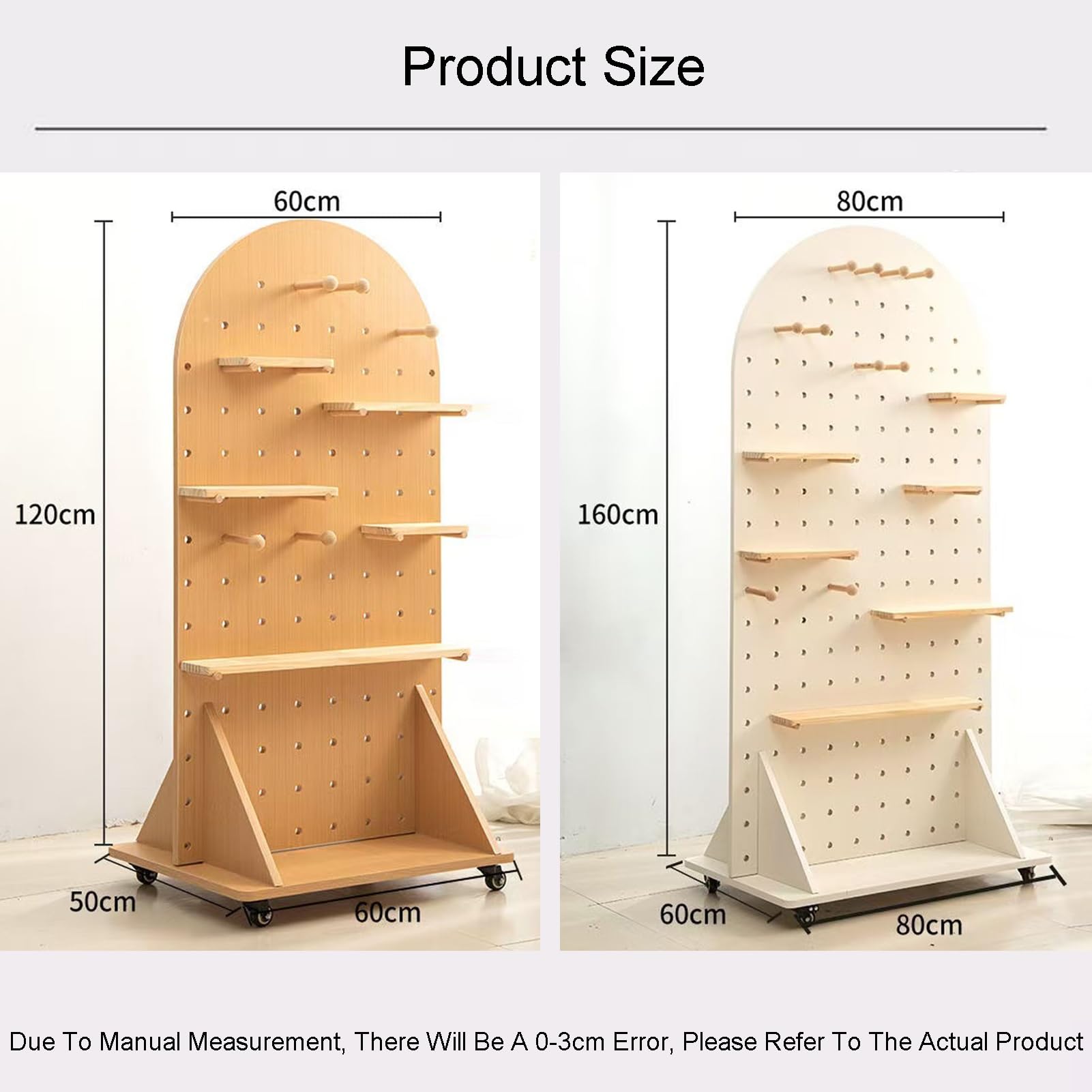 Peg Board-Raumteiler, Einzelpaneel-Pegboard-Sichtschutz, freistehendes Pegboard mit Rädern, für Messe-, Handwerks-, Heim-Wand-Organizer (weiß, 160 x 80 cm)