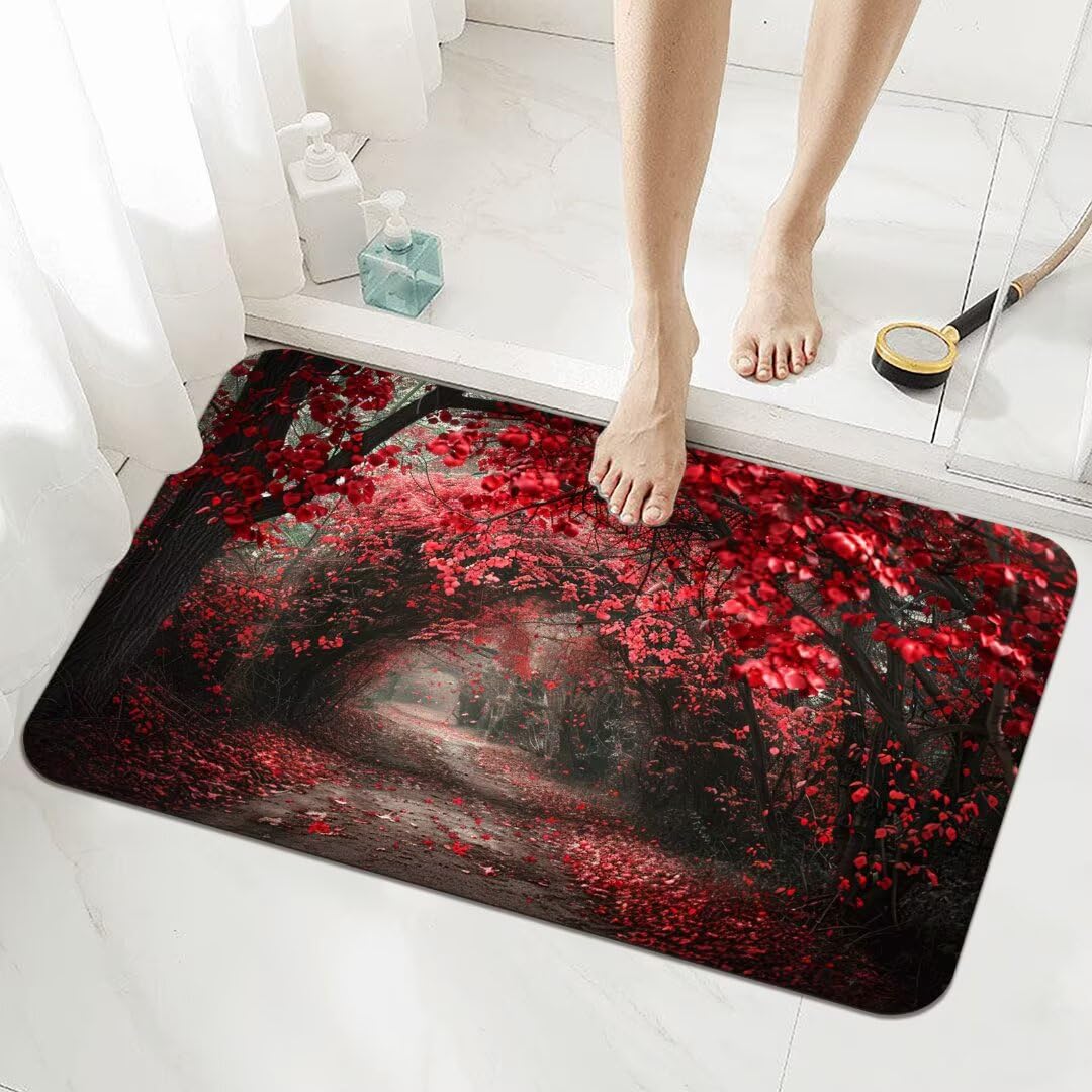 Badezimmerteppich Groß Schnelltrocknend Badteppich 160x230cm Rutschfester Badematte Red Absorbierender Duschvorleger Waschbar Badvorleger Dünn Bath Bathroom Mat Fußmatten Toilette Badewanne 5-922