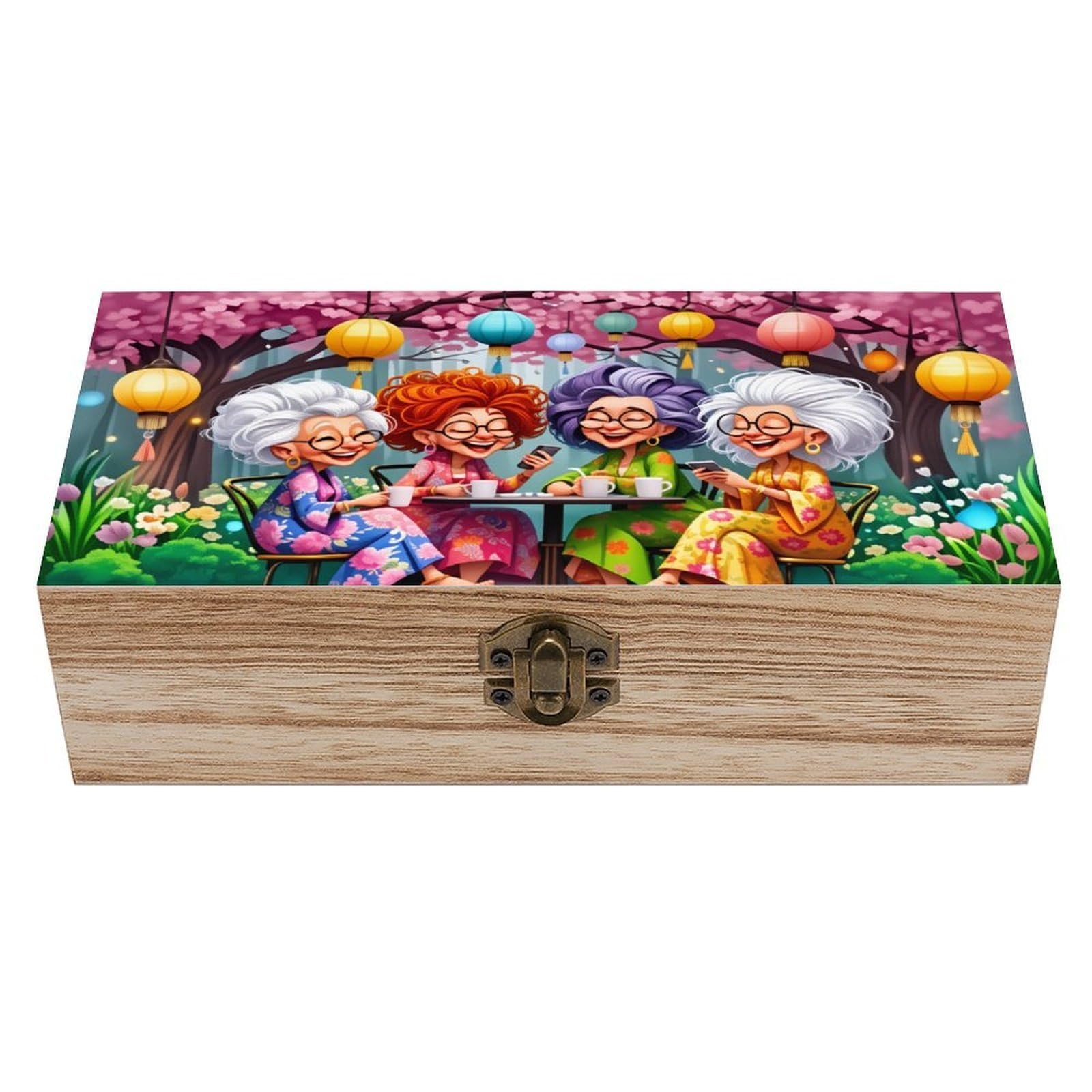 asbwuo Elderly Girlfriend Life Vintage Wooden Keepsake Box