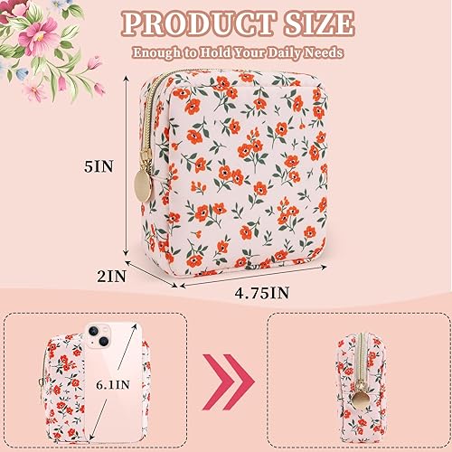 Miniatura 7 de XSUIOY Mini bolsa de maquillaje floral para mujeres y niñas, bolsa organizadora de maquillaje estética de coqueta, bolsas de nailon con cremallera,