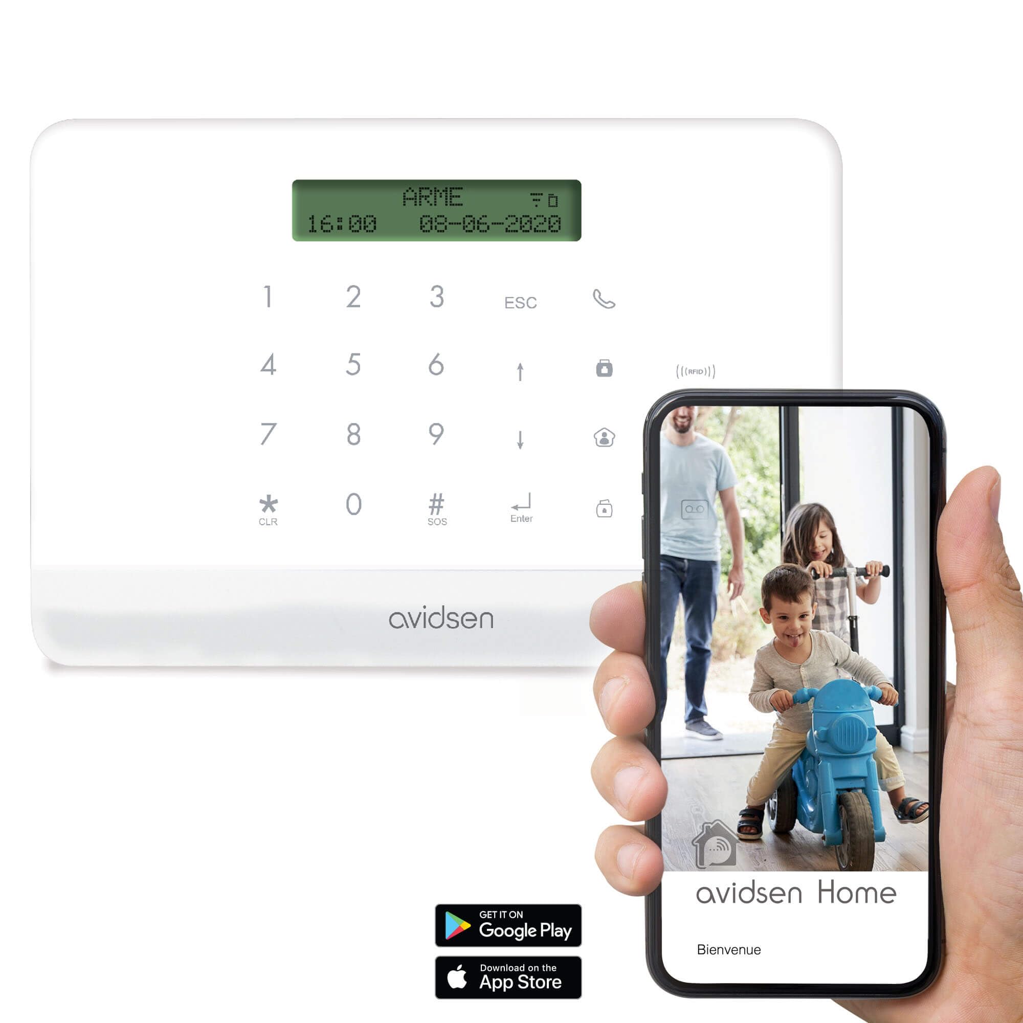 Avidsen - Kit de Protection Alarme connectée sans Fil détecteurs Mouvement/Ouverture HomeSecure - Avidsen - 127055
