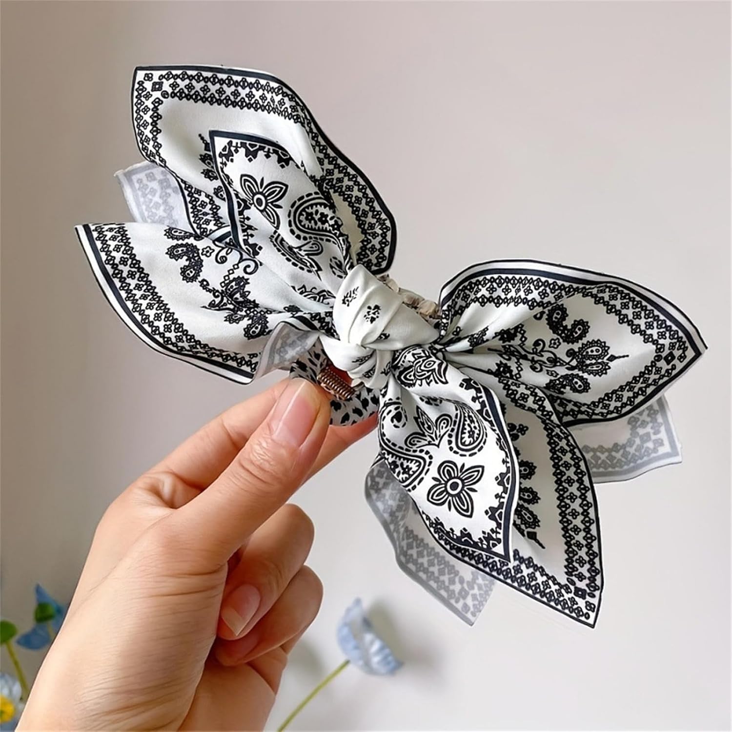 Bow Hair Claw Clips, Boho Style, Non-Slip, for Ponytails and Buns, Women's Hair Accessory, 4 Pack (4Pack-A)
