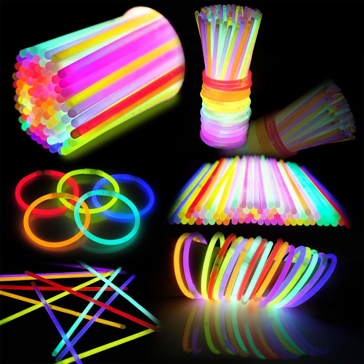 100PCS Glow Sticks Bulk Party Pack, Halloween Glow Sticks For Kids Camping, Glow In The Dark Sticks,8” Glow Party Supplies Bracelets with Connectors - Image 2