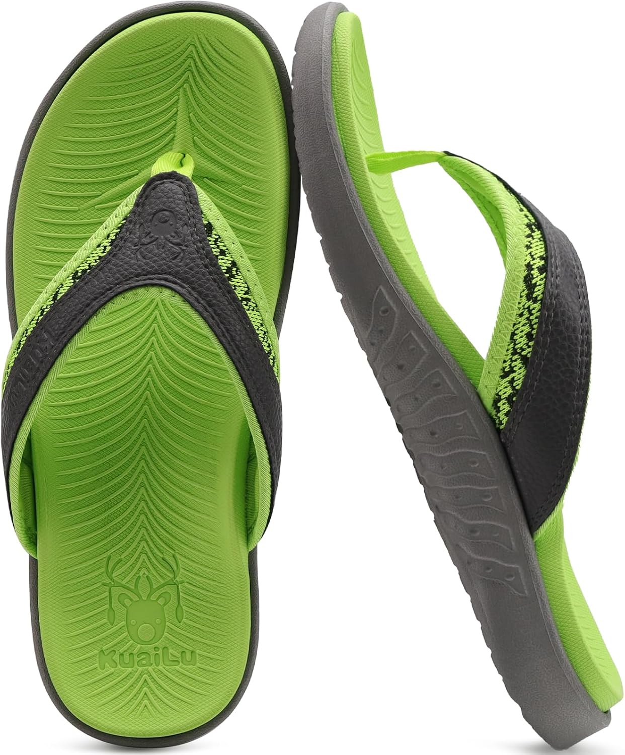 KuaiLu Mens Sport Flip Flops Comfort Orthotic Thong Sandals with Plantar Fasciitis Arch Support Outdoor Summer Beach Size 7~15 - Image 3