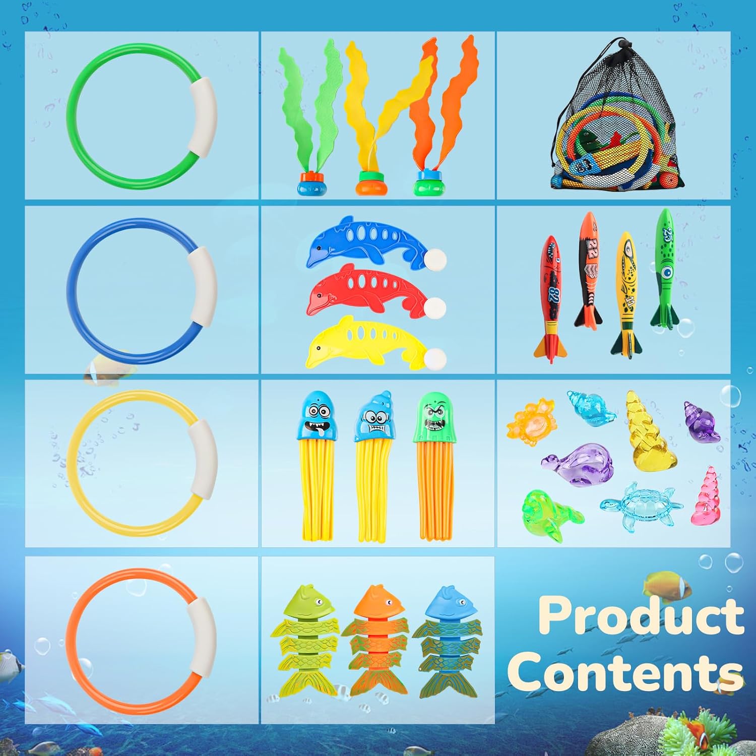 Diving Toy for Children, Pool Toy, Underwater Diving Toy Set, Pool Party, Swimming Pool Toy Gift (A)