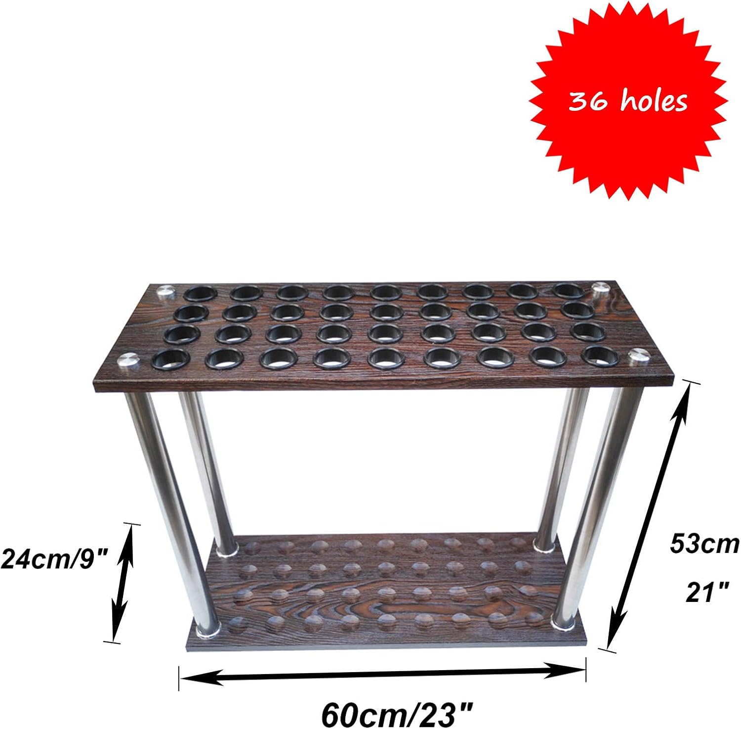 Pool Cue Rack Floor Stand, Wood Pool Cue Holder 36 Cues, Billiard Stick Stand, for Game Rooms, Clubs and Billiard Players