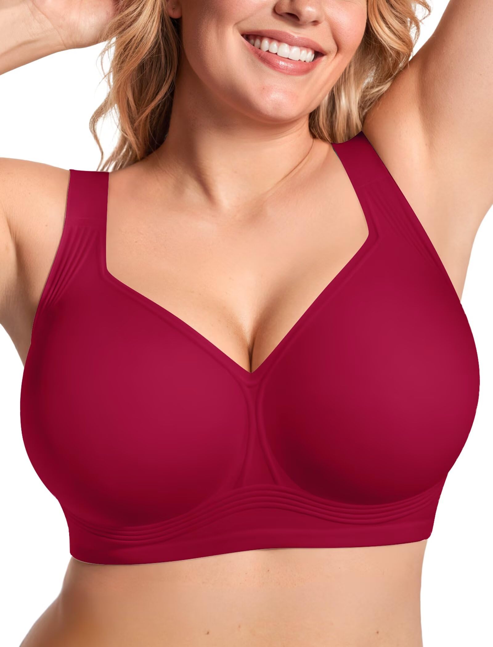 Vertvie Jelly Bras for Women No Underwire Minimizer Support | Plus Size Older Lift, Full Coverage & Smoothing Back, Push Up, Separation & Supportive, Soft Comfy Seamless Wireless Bralette