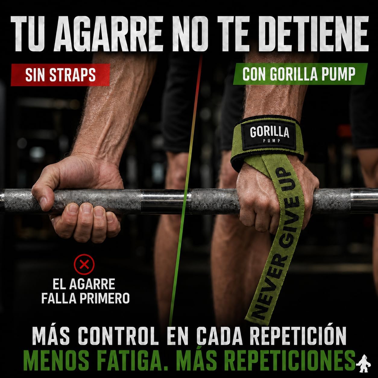 Pair of Deluxe Straps for Weights, Dumbbells, Gym and Crossfit with Non-Slip Grip and Durable Never Give Up Design