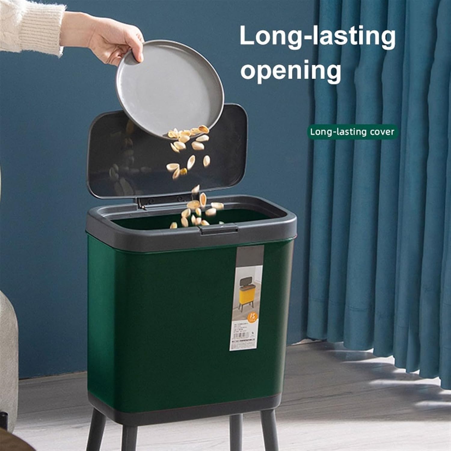 Trashbin High-Footed Large-Capacity Kitchen Trash Can Household Large Toilet Toilet with Cover Creative Living Room Trash Cans(C)